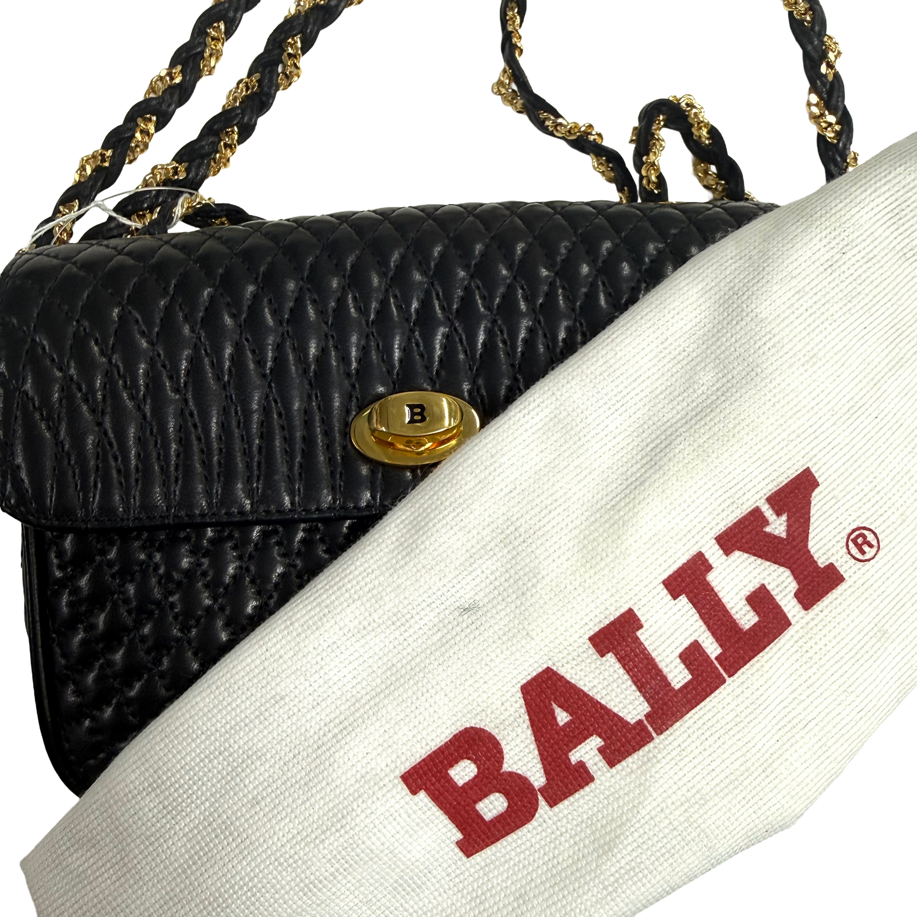 Bally | Quilted Shoulder Bag – Black Leather & Gold Hardware (Pristine Condition)