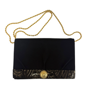 Celine | Chain Shoulder Bag – Black Fabric & Gold Hardware (Excellent Condition)