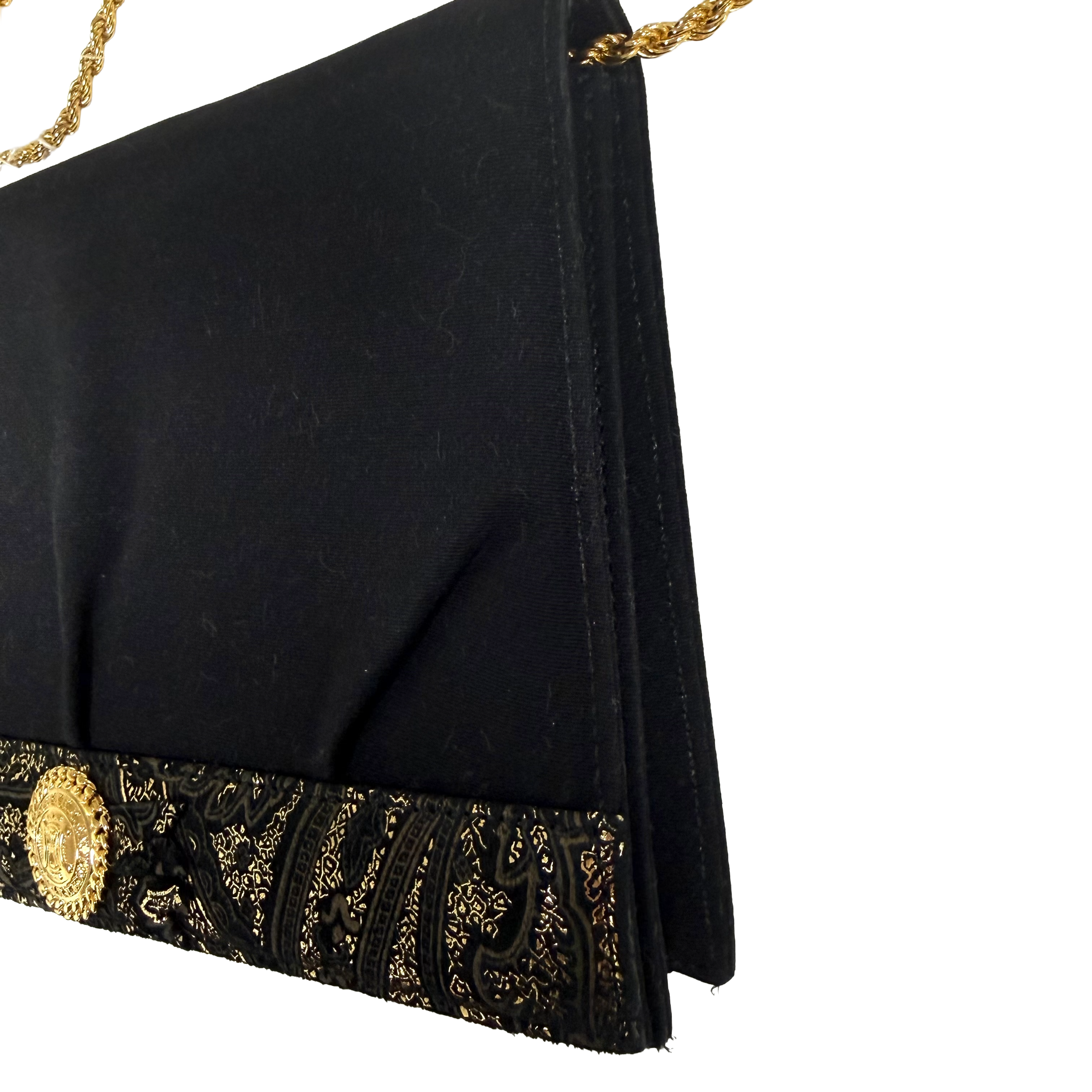Celine | Chain Shoulder Bag – Black Fabric & Gold Hardware (Excellent Condition)