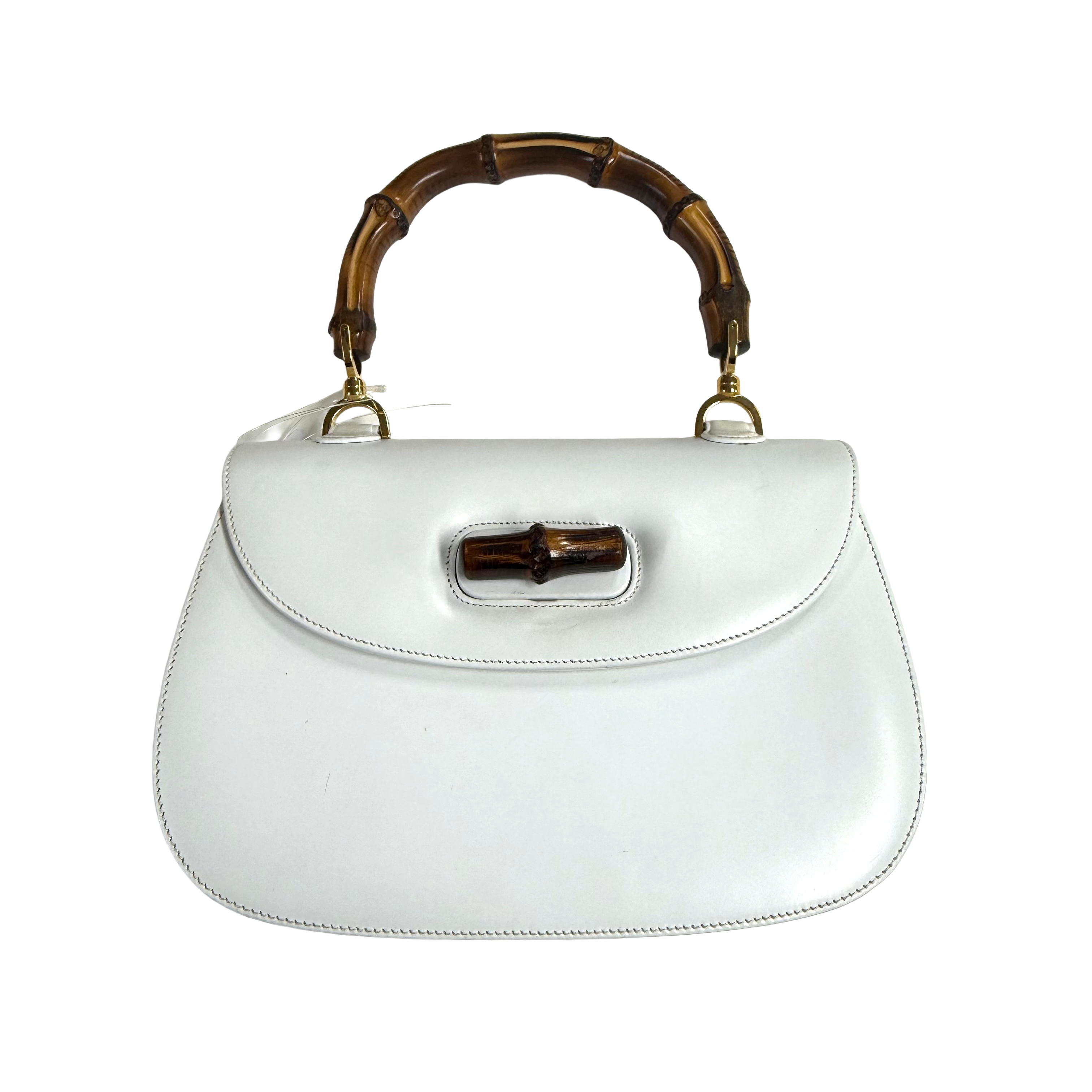 Gucci | Medium Bamboo 1947 Top Handle Bag – White Leather (Excellent Condition)