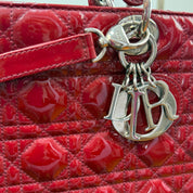 Dior | Lady Dior Large - Scarlet Red Patent Leather (Excellent Condition) - CONS