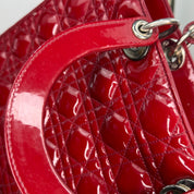 Dior | Lady Dior Large - Scarlet Red Patent Leather (Excellent Condition) - CONS