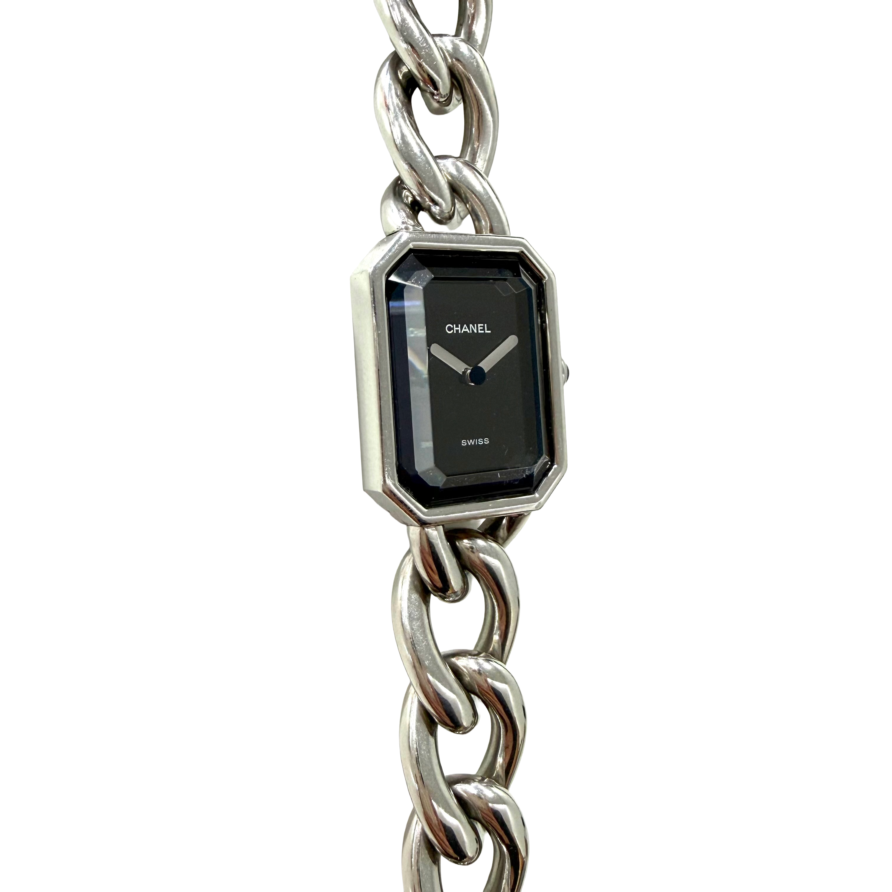 Chanel | Chain Bracelet Watch – Stainless Steel, Black Dial (c. 1987) Excellent Condition)