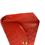 Chanel | Diana Flap Shoulder Bag – Red Lambskin & Gold Hardware (Excellent Condition)