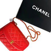 Chanel | Diana Flap Shoulder Bag – Red Lambskin & Gold Hardware (Excellent Condition)