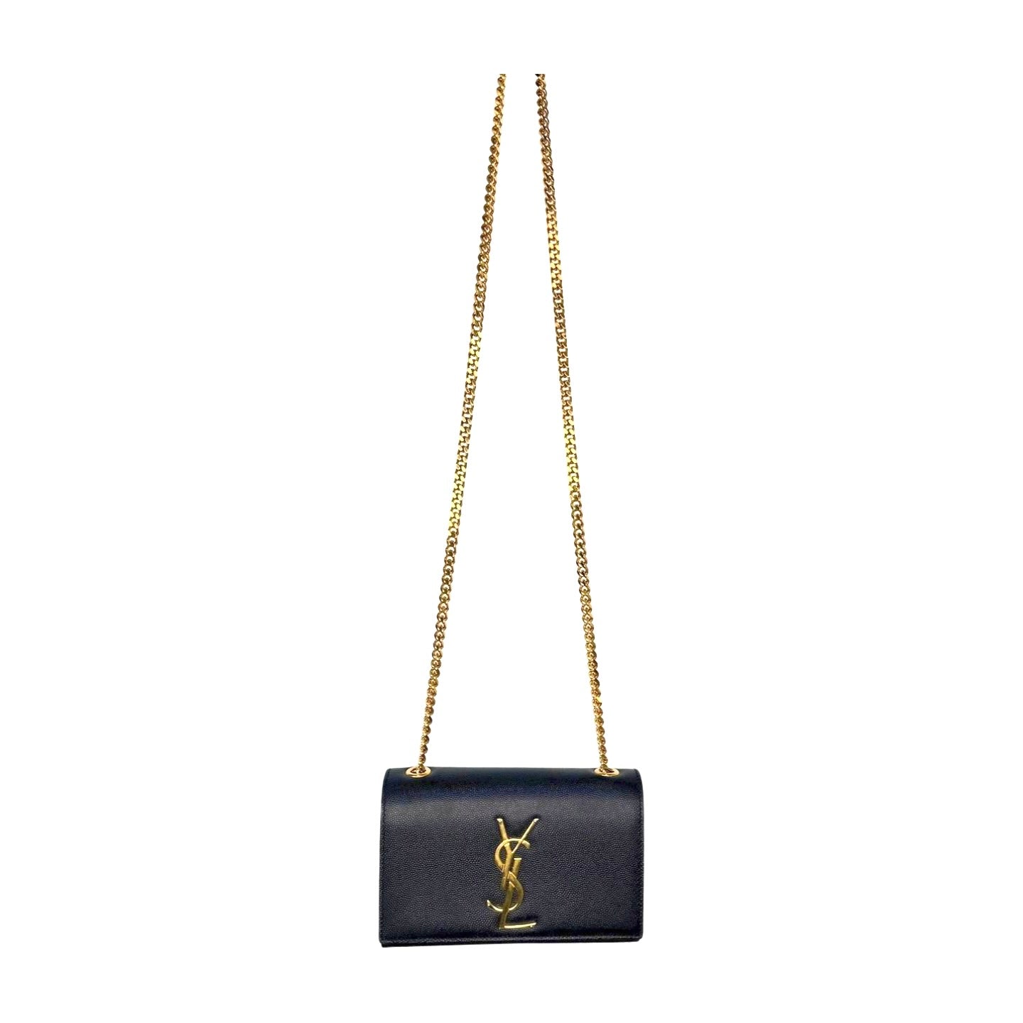YSL | Black Small Sling Bag with Gold Chain (Excellent Condition) - CONS