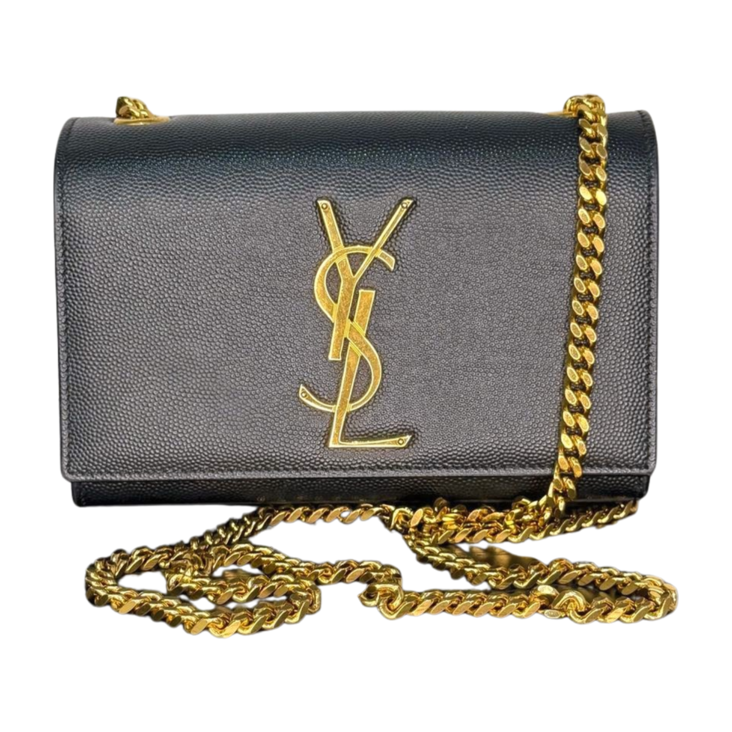 YSL | Black Small Sling Bag with Gold Chain (Excellent Condition) - CONS