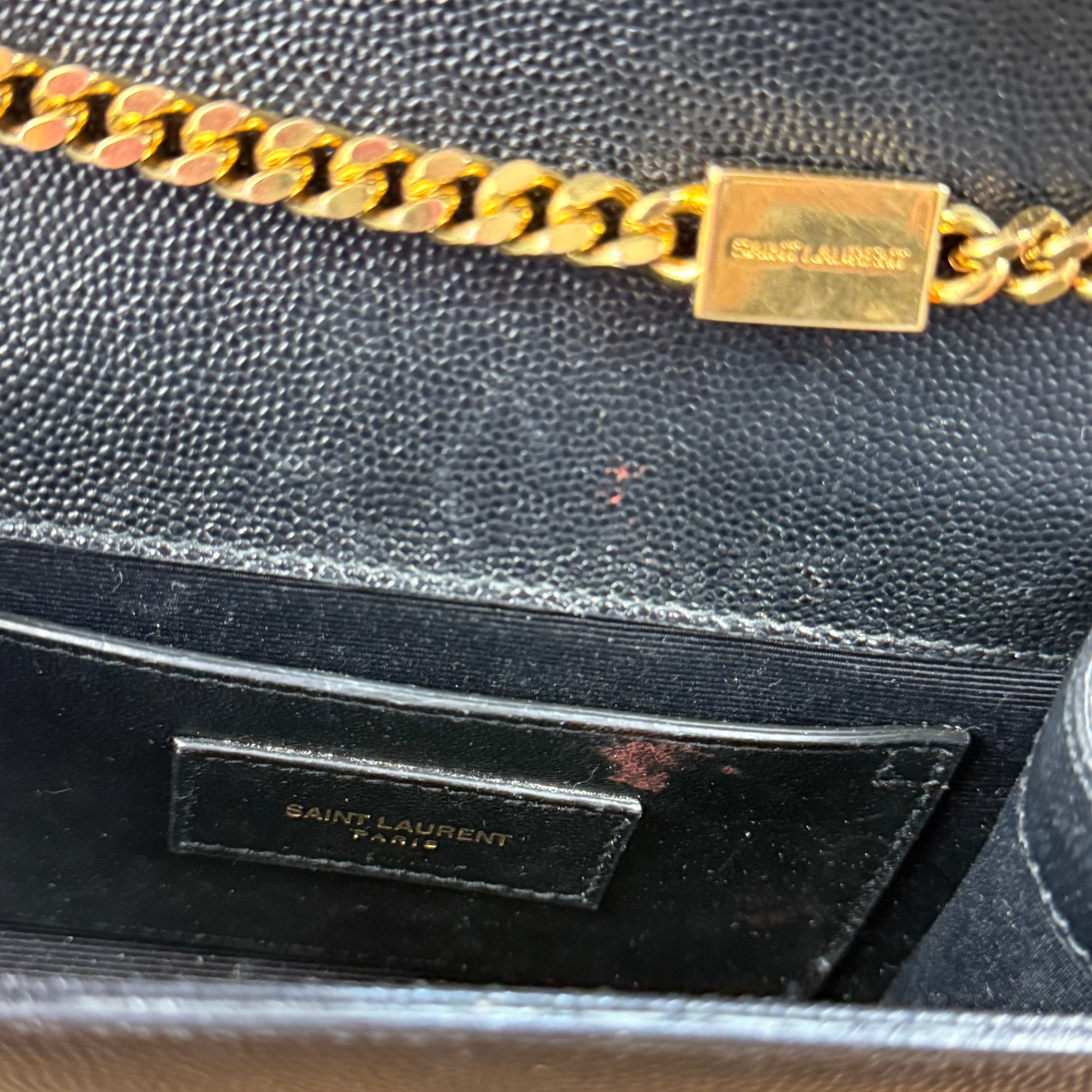 YSL | Black Small Sling Bag with Gold Chain (Excellent Condition) - CONS