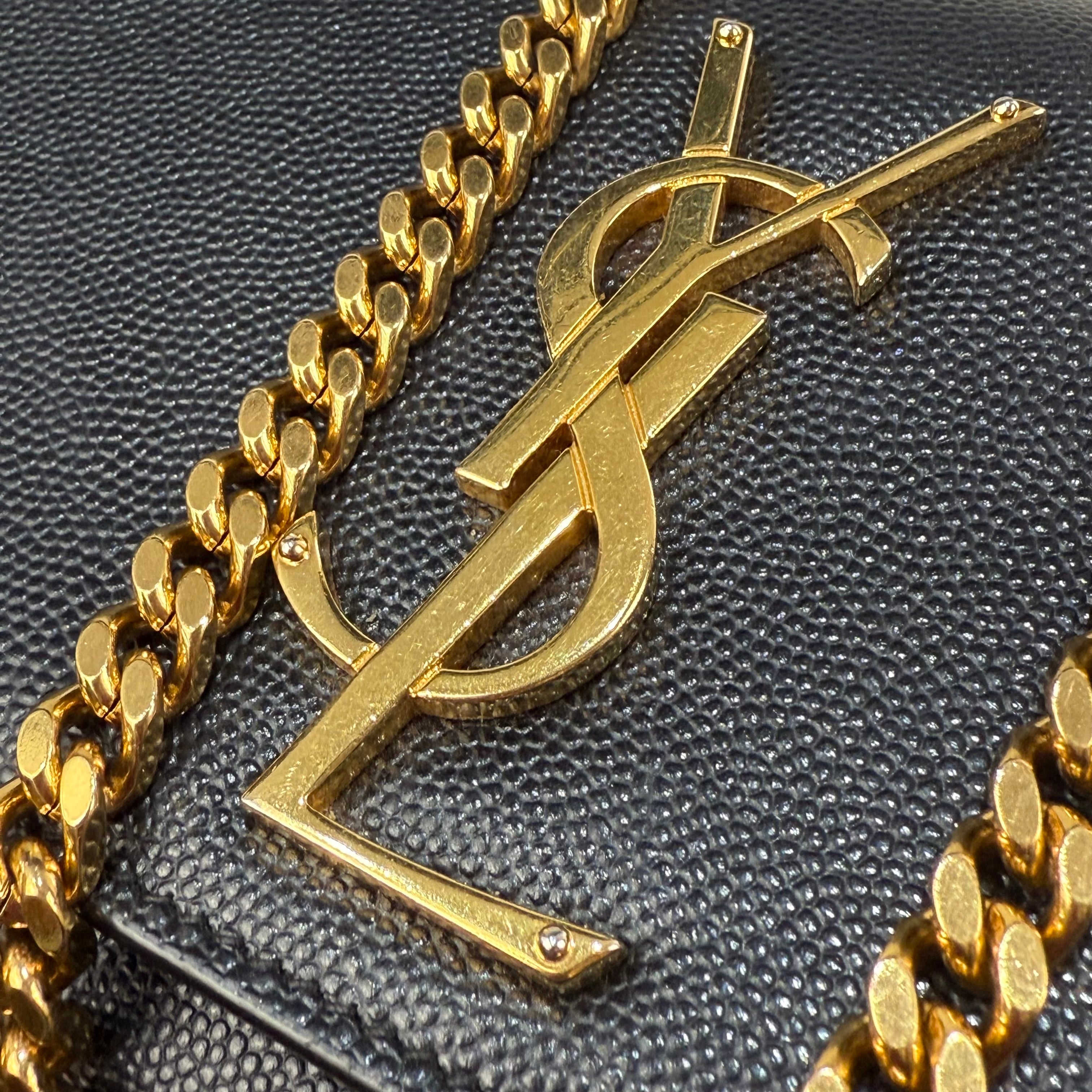 YSL | Black Small Sling Bag with Gold Chain (Excellent Condition) - CONS