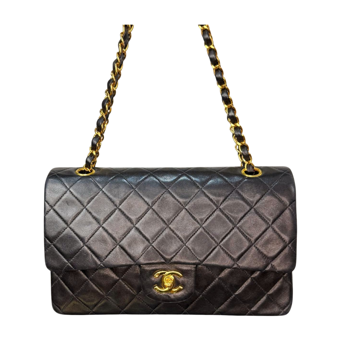 Chanel - Classic Double Flap in Black Leather (Excellent Condition) - CONS