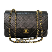 Chanel - Classic Double Flap in Black Leather (Excellent Condition) - CONS