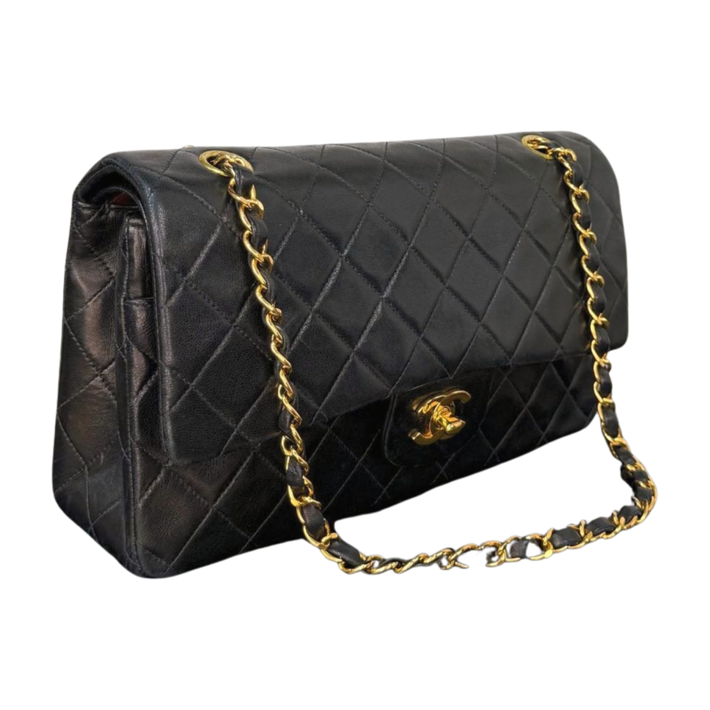 Chanel - Classic Double Flap in Black Leather (Excellent Condition) - CONS