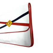 Celine | Tri-Color Leather Clutch – White, Red & Navy with Gold Hardware (Excellent Condition)