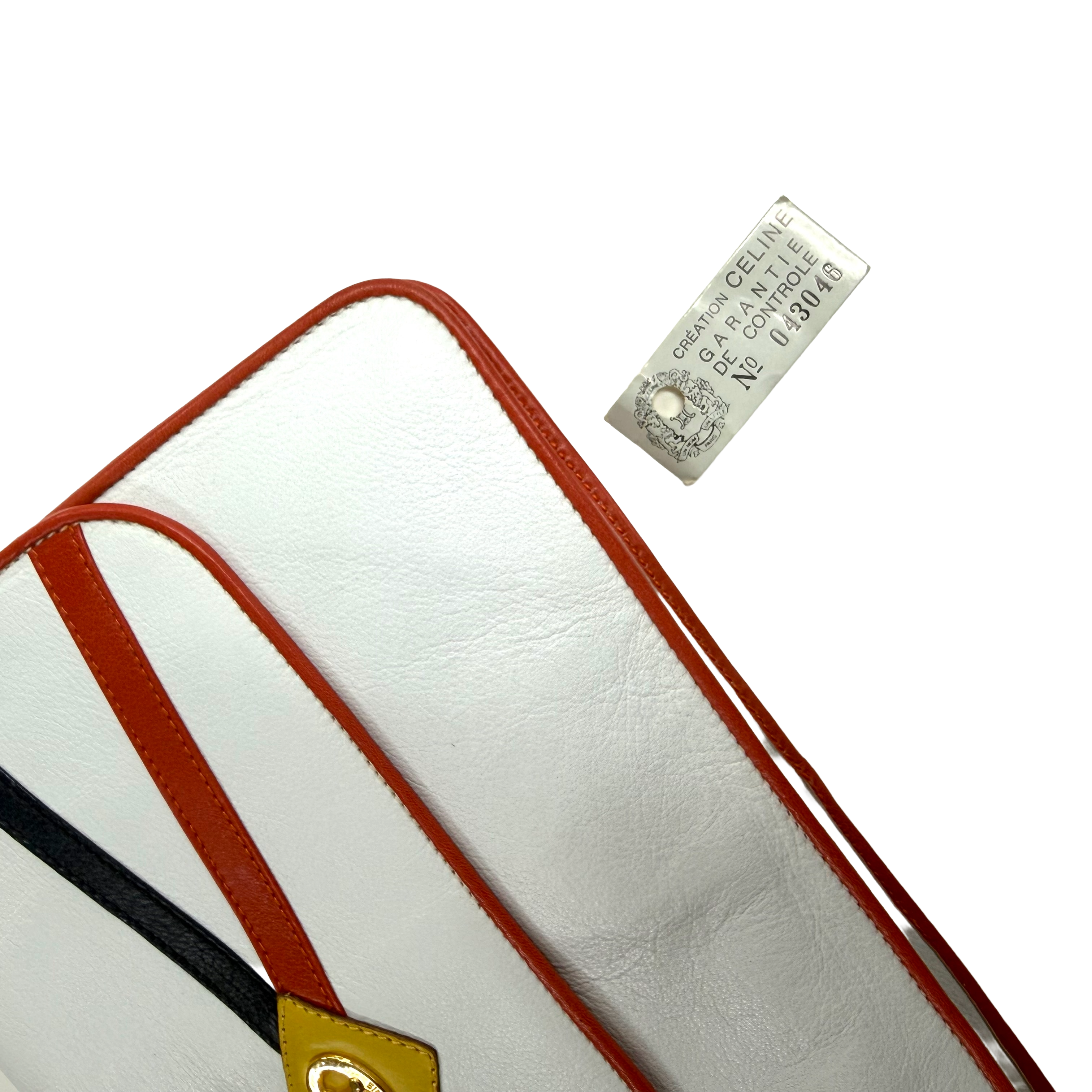Celine | Tri-Color Leather Clutch – White, Red & Navy with Gold Hardware (Excellent Condition)