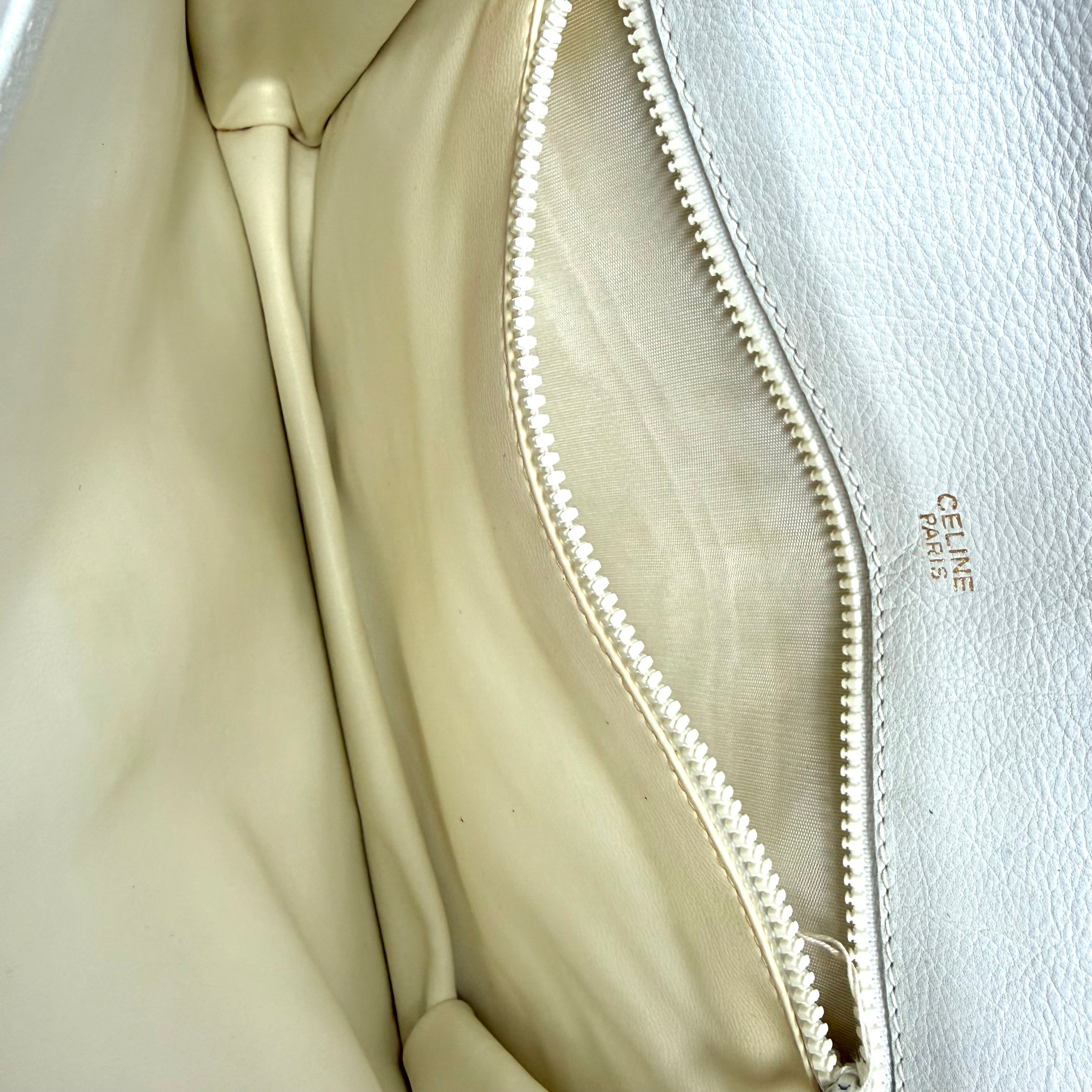 Celine | Tri-Color Leather Clutch – White, Red & Navy with Gold Hardware (Excellent Condition)