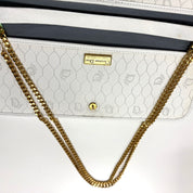 Dior | Vintage Honeycomb Canvas Chain Clutch – White & Grey (Excellent Condition)