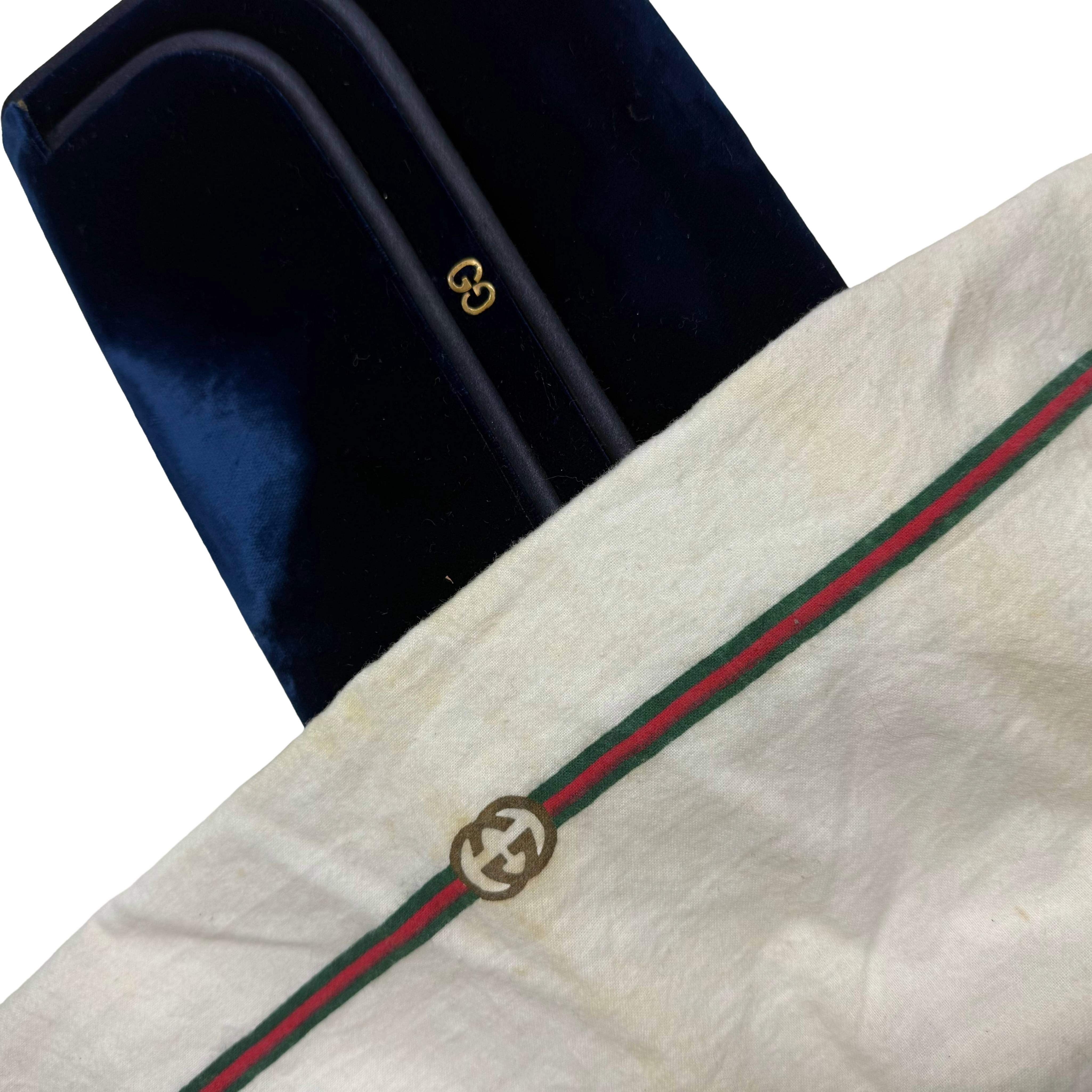 Gucci | Vintage Navy Velvet GG Evening Clutch (Good Vintage Condition)