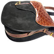 Gucci | Vintage Black Leather & Crocodile Saddle Shoulder Bag (Good Condition)