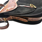 Gucci | Vintage Black Leather & Crocodile Saddle Shoulder Bag (Good Condition)