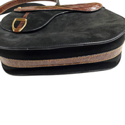 Gucci | Vintage Black Leather & Crocodile Saddle Shoulder Bag (Good Condition)