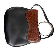 Gucci | Vintage Black Leather & Crocodile Saddle Shoulder Bag (Good Condition)