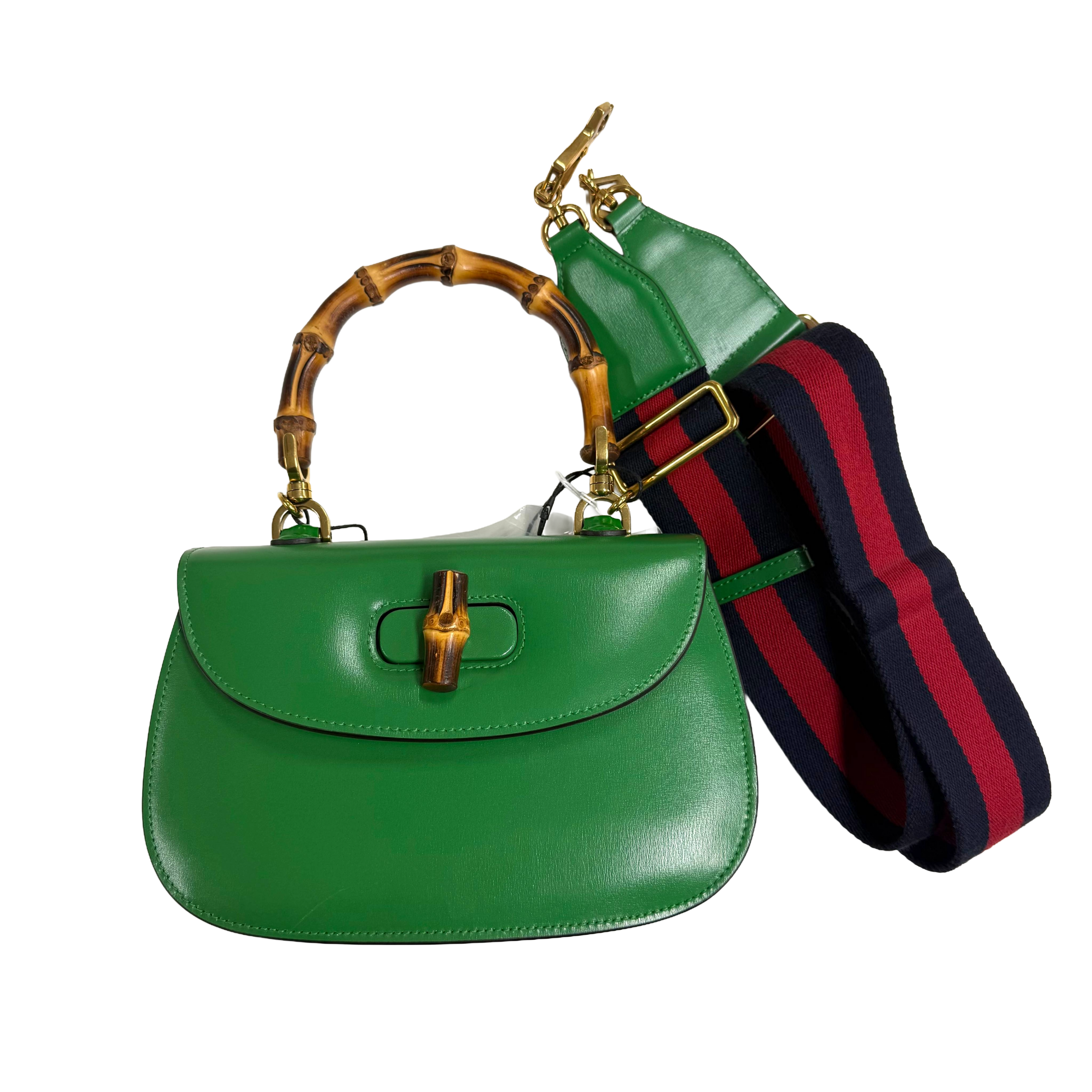 Gucci | Small Green Leather Bamboo Top Handle Bag (Excellent Condition)
