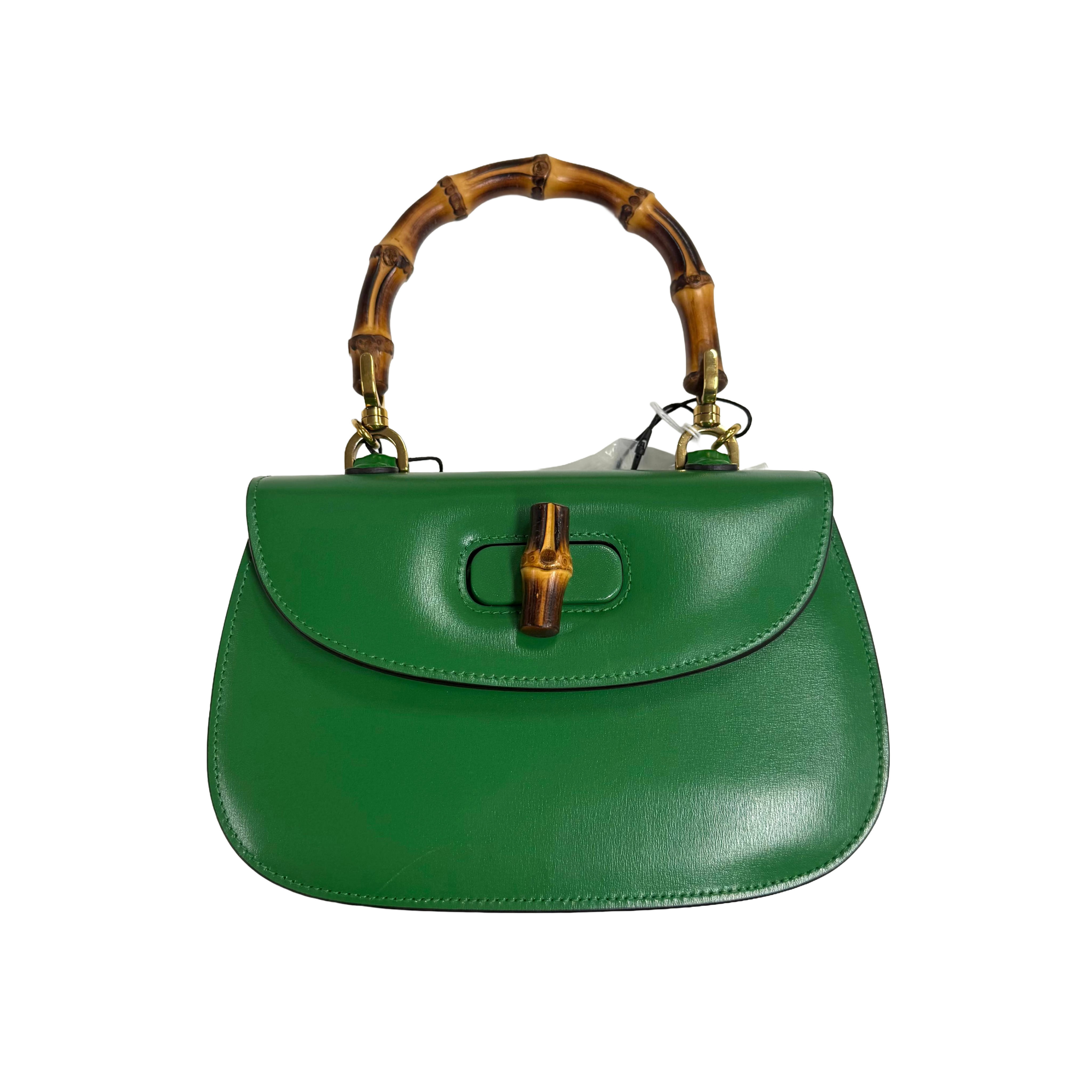 Gucci | Small Green Leather Bamboo Top Handle Bag (Excellent Condition)
