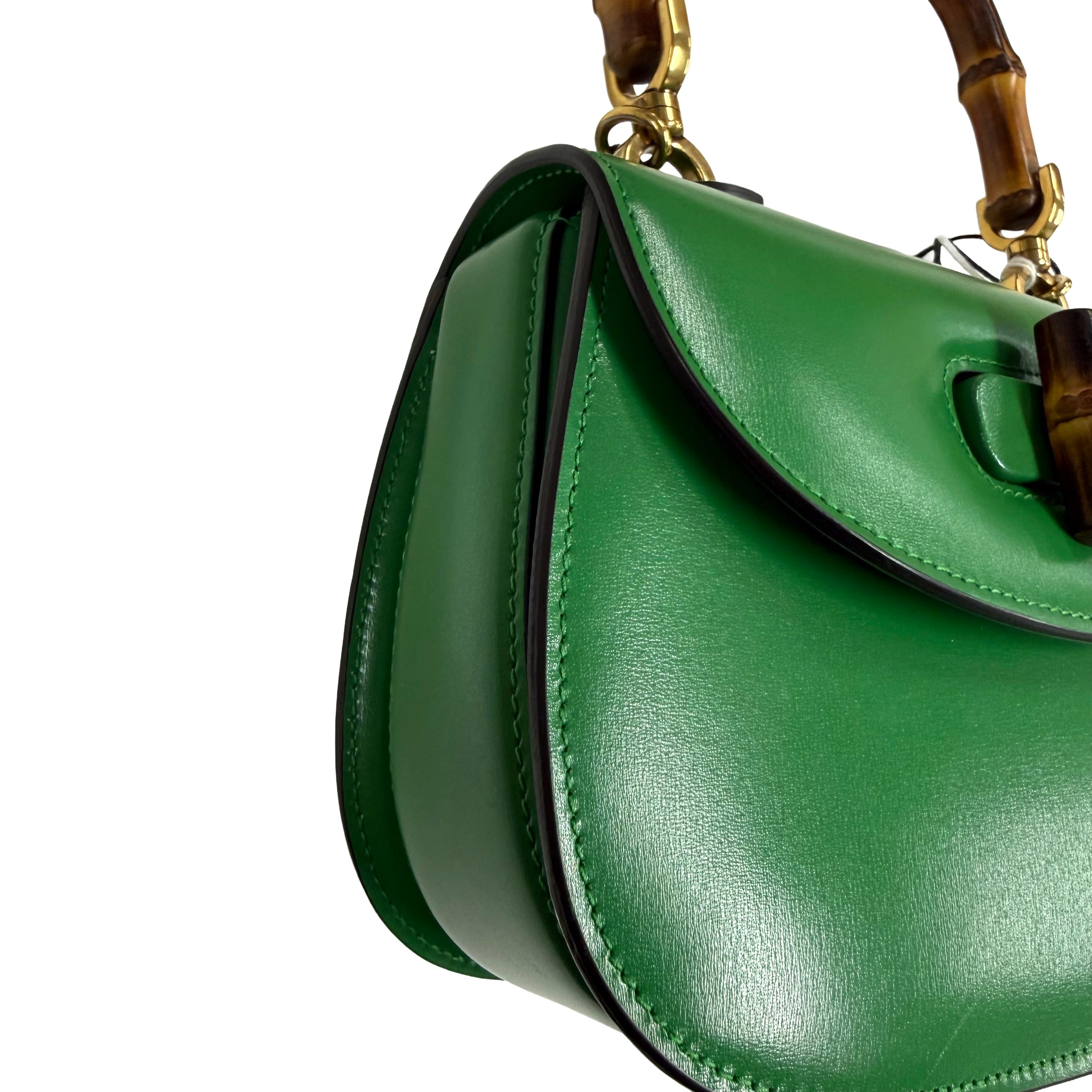 Gucci | Small Green Leather Bamboo Top Handle Bag (Excellent Condition)