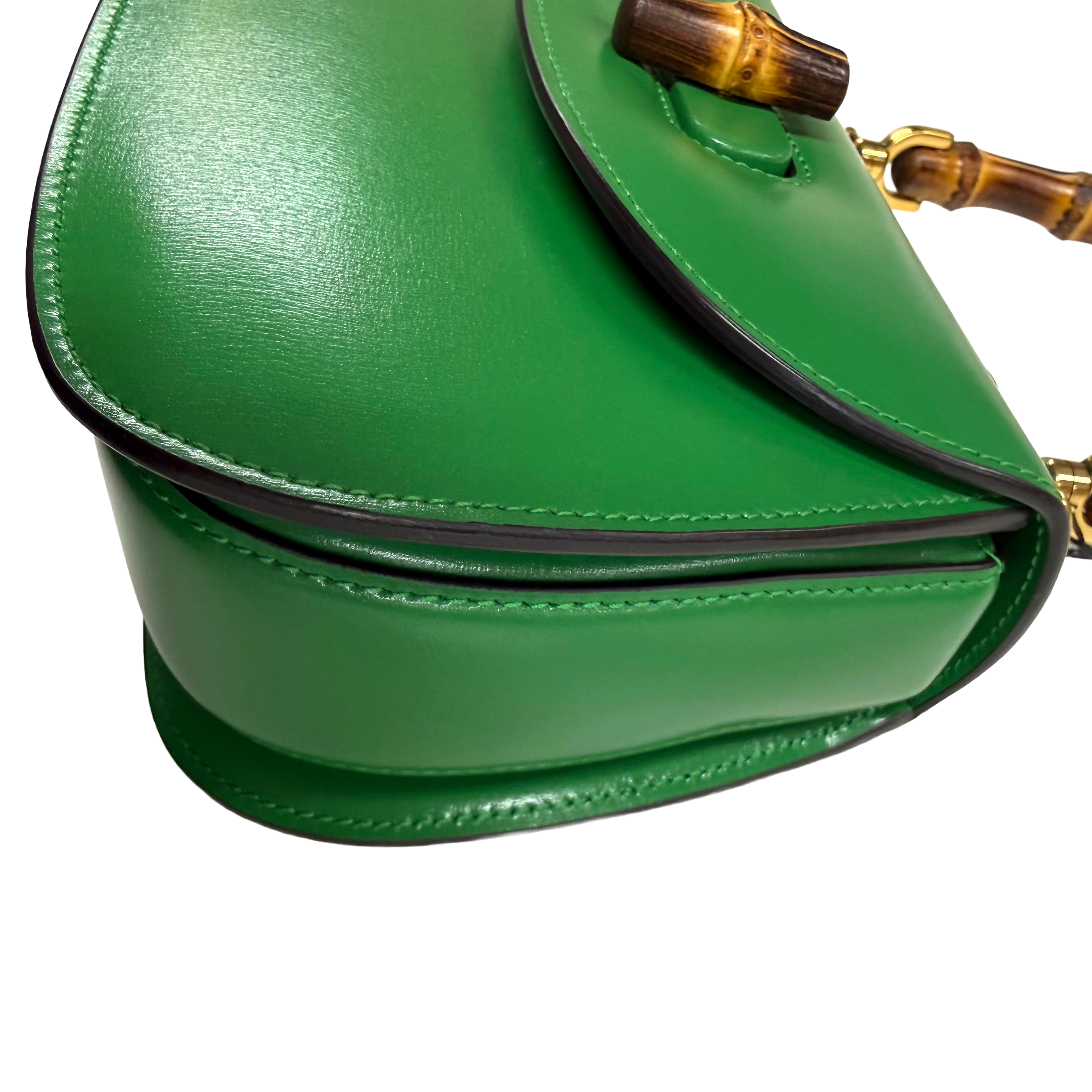 Gucci | Small Green Leather Bamboo Top Handle Bag (Excellent Condition)