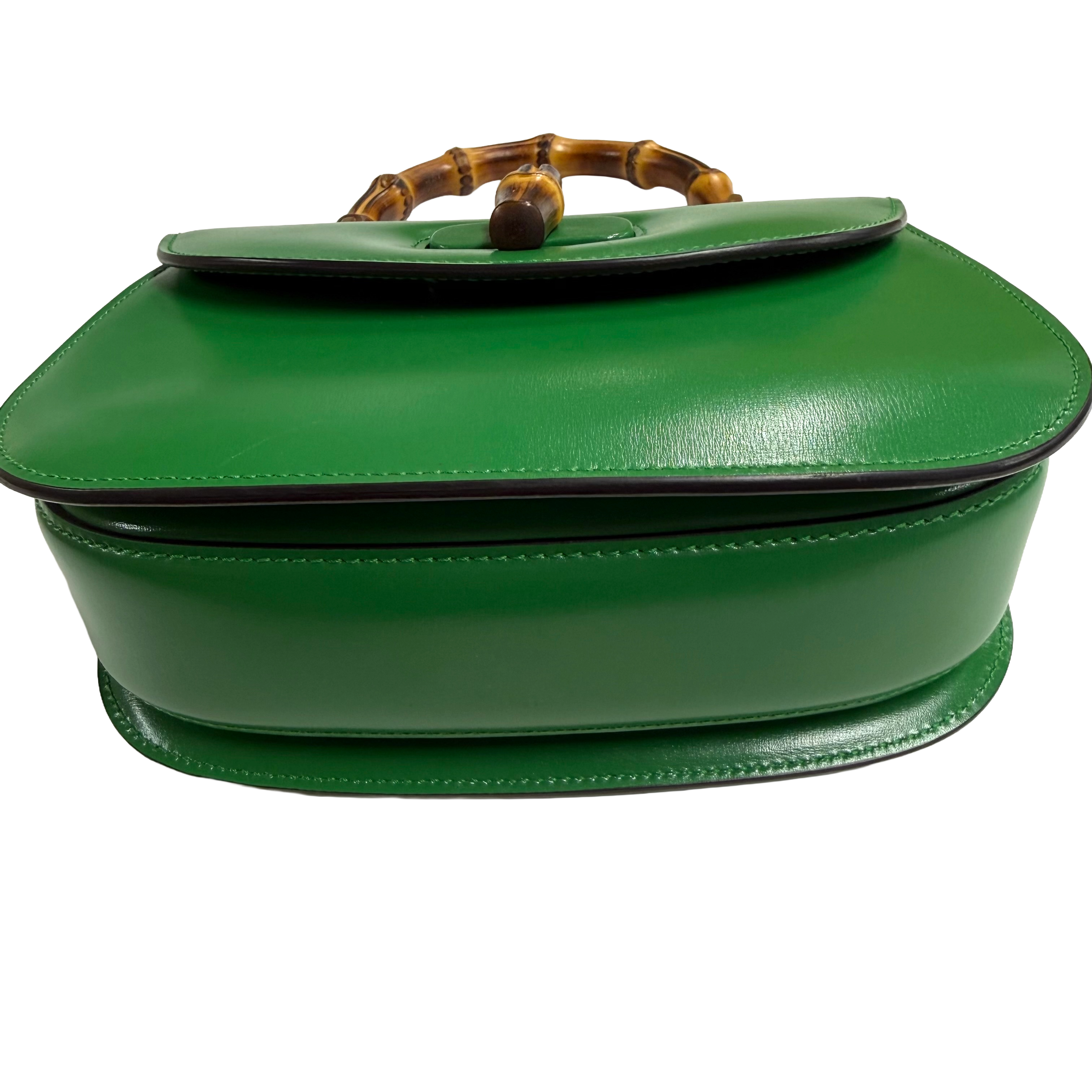 Gucci | Small Green Leather Bamboo Top Handle Bag (Excellent Condition)