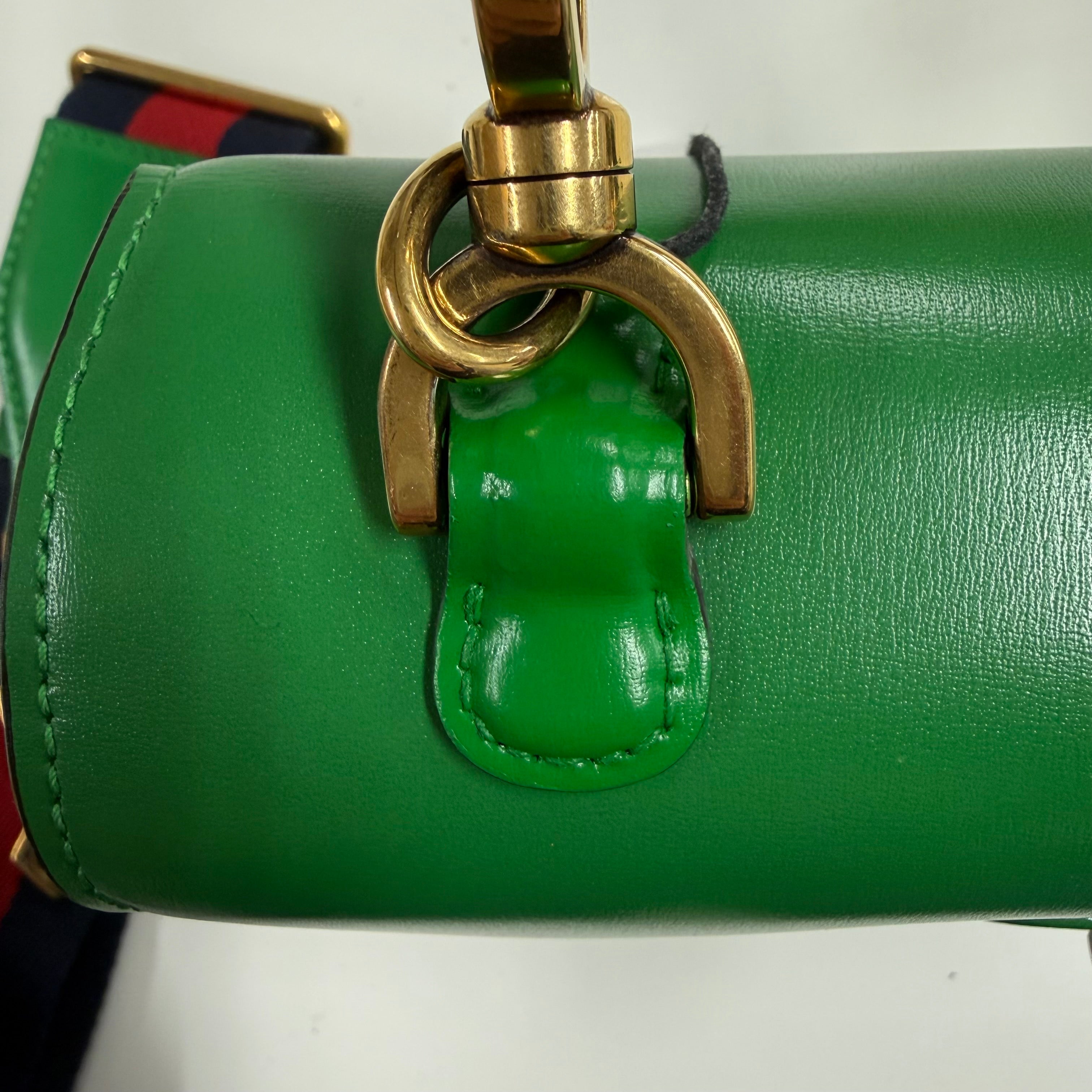 Gucci | Small Green Leather Bamboo Top Handle Bag (Excellent Condition)