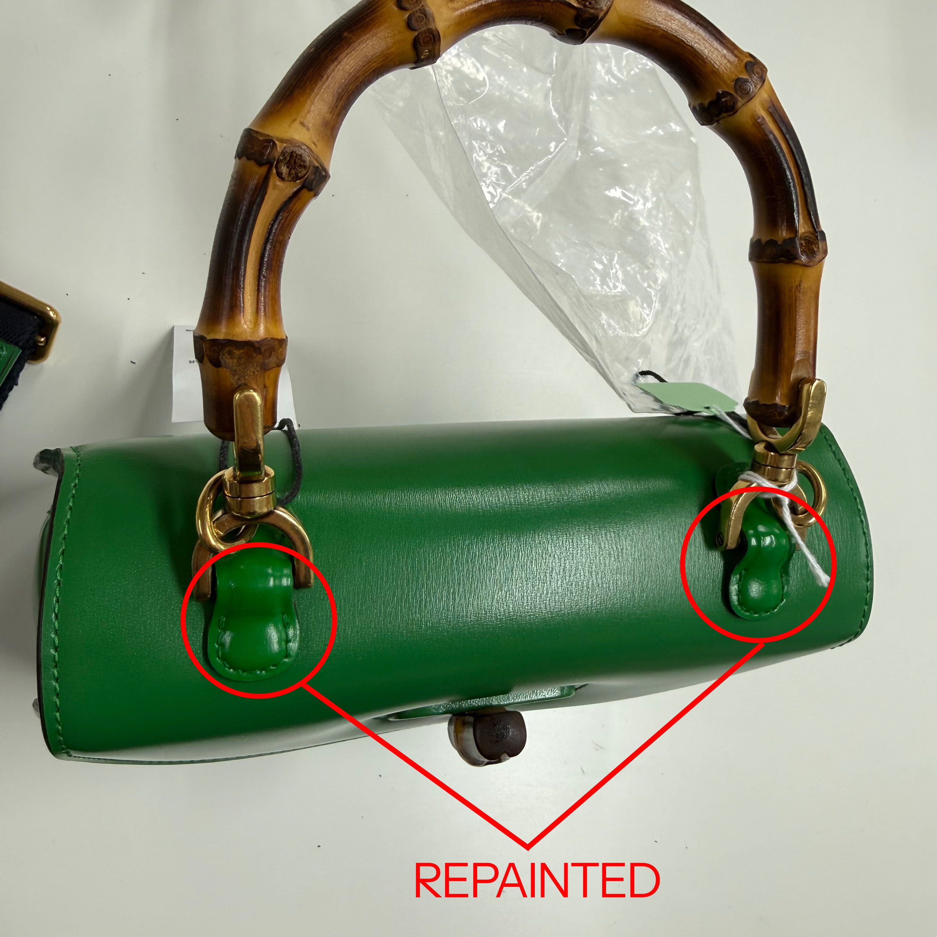 Gucci | Small Green Leather Bamboo Top Handle Bag (Excellent Condition)