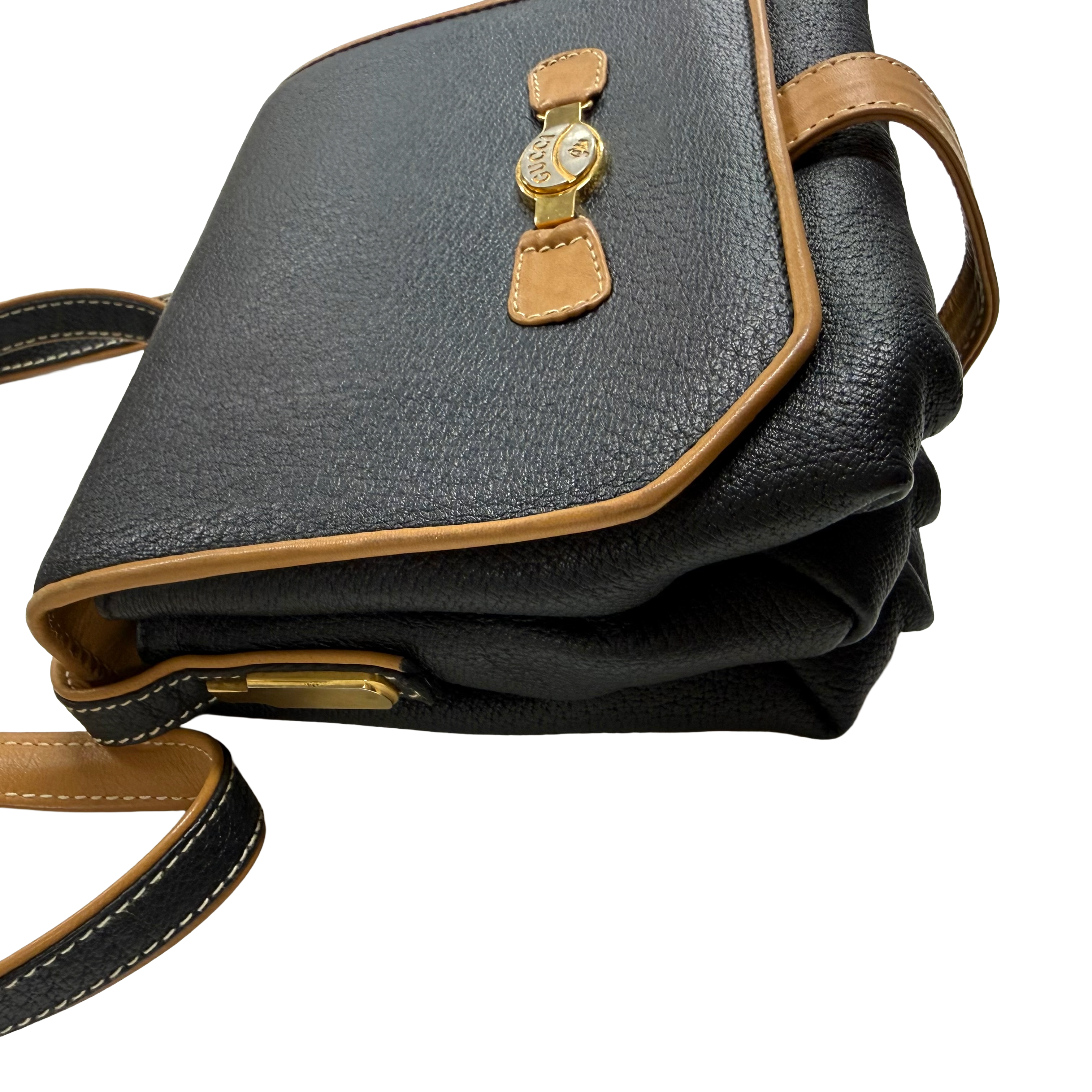 Gucci Plus | Vintage Black & Tan Leather Crossbody Bag (Excellent Condition)