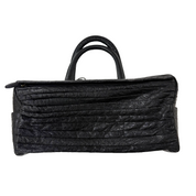 JRA Certified | Vintage Black Ostrich Leather Gathered Tote (Pristine Condition)