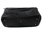 JRA Certified | Vintage Black Ostrich Leather Gathered Tote (Pristine Condition)