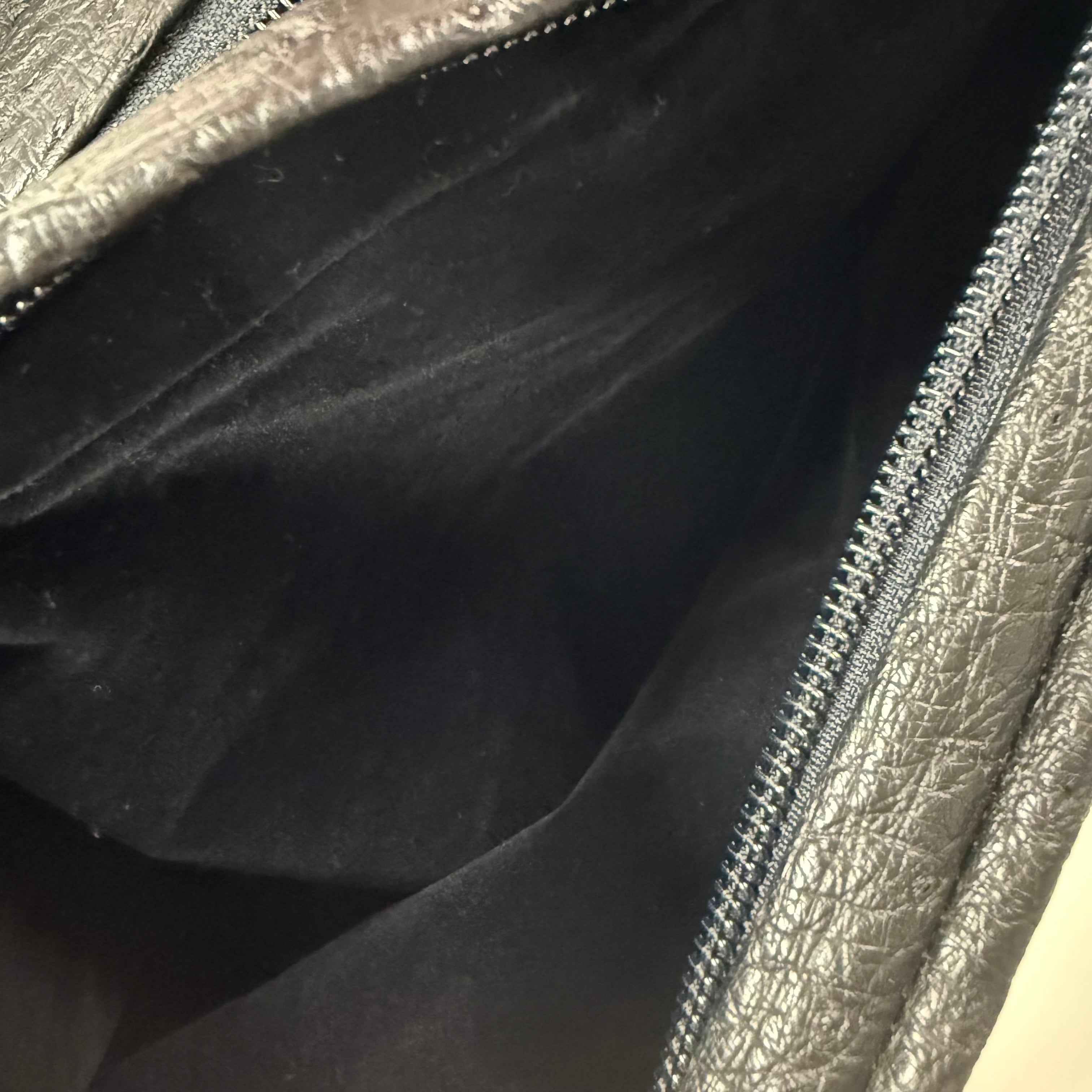 JRA Certified | Vintage Black Ostrich Leather Gathered Tote (Pristine Condition)