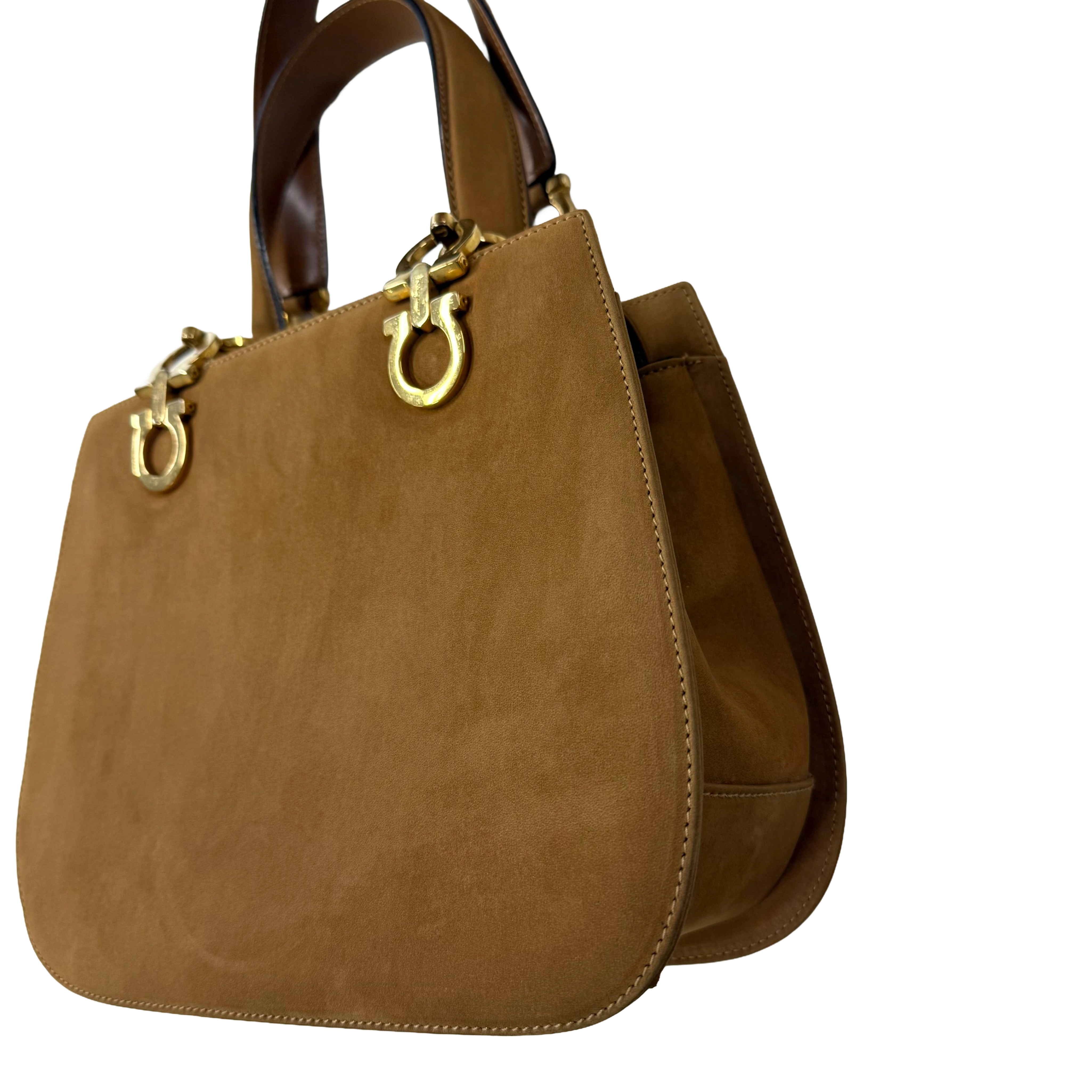 Salvatore Ferragamo | Vintage Gancini Leather Top Handle Bag – Tan (Good Condition)