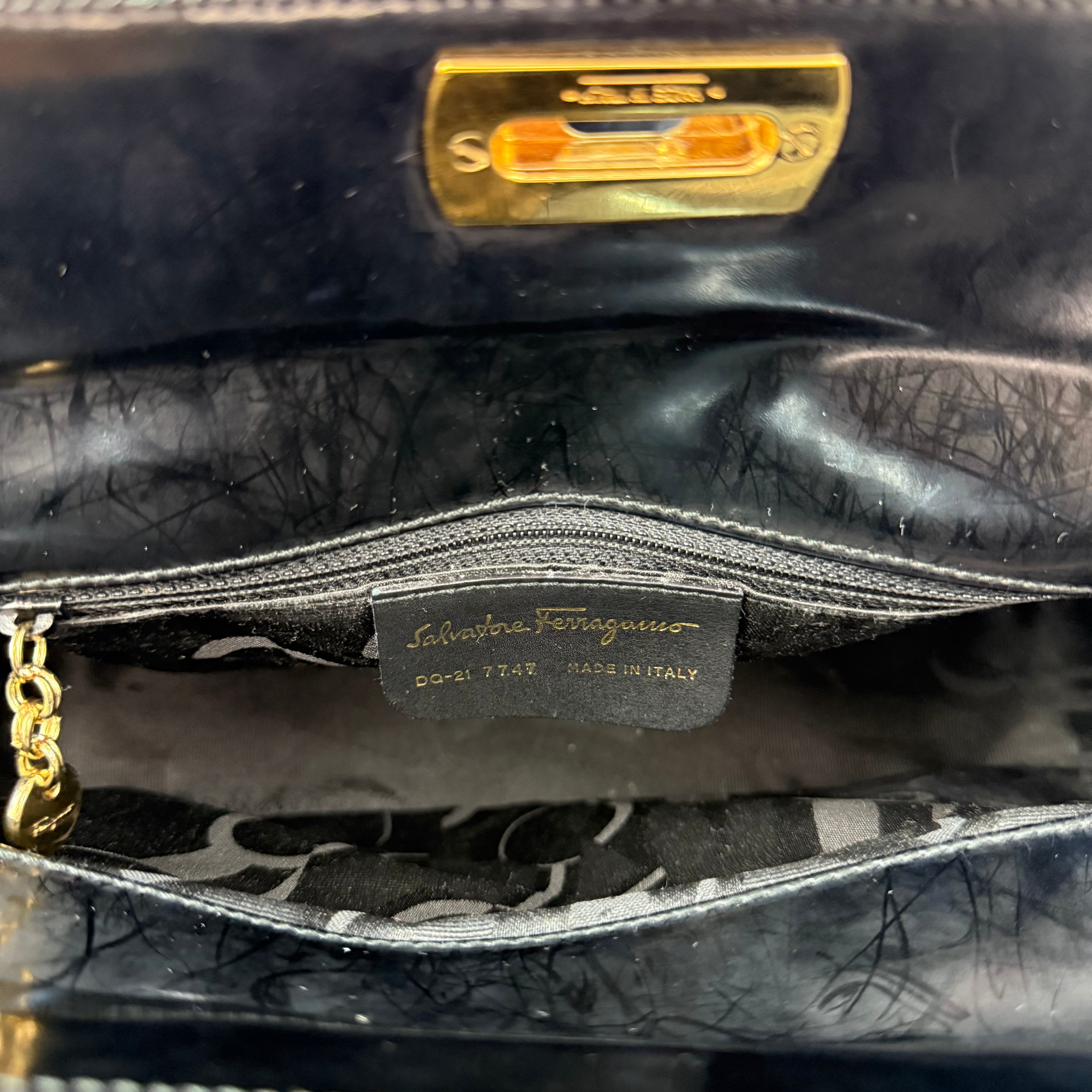 SF - Black Box Calf Leather Handbag (Excellent Condition) - CONS