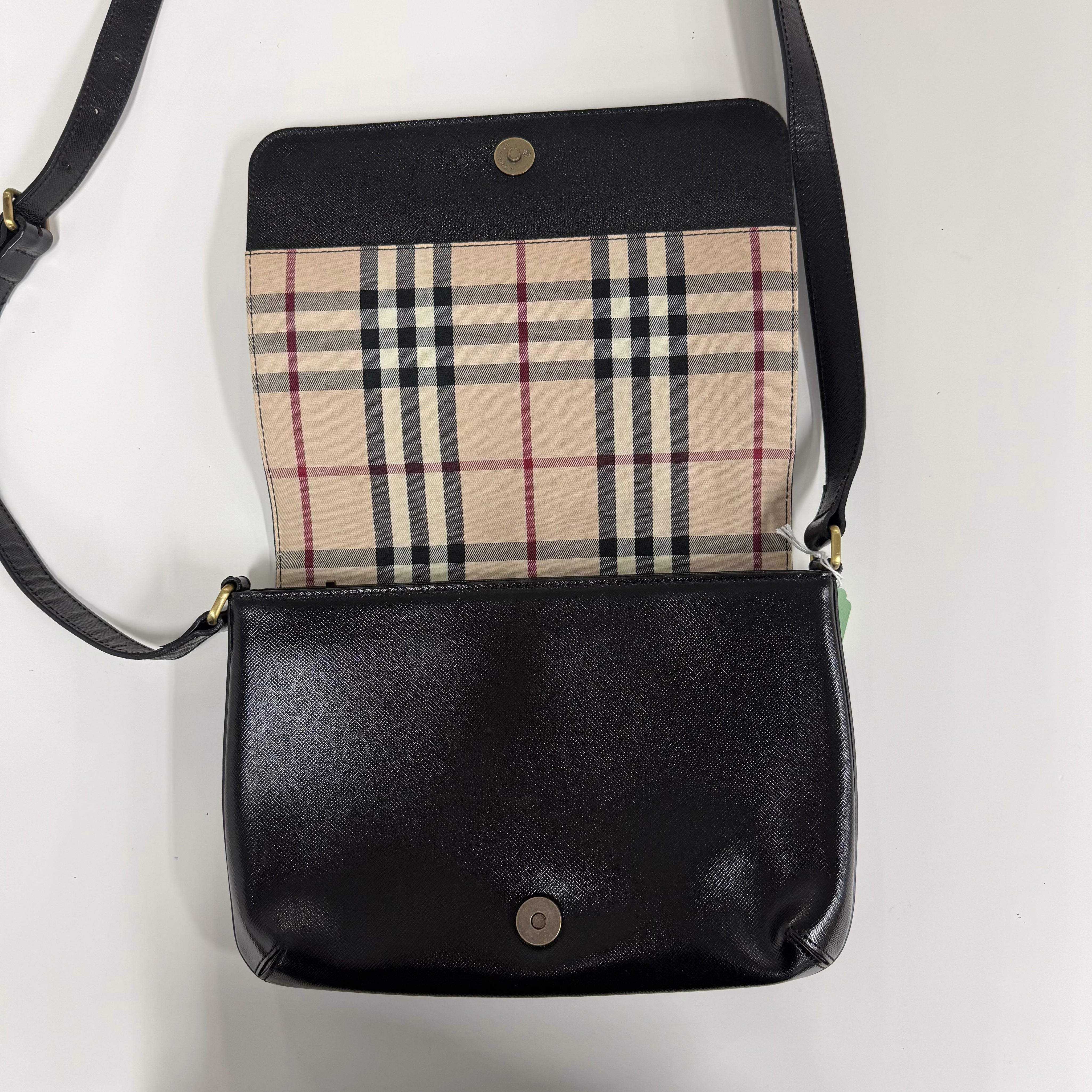 Burberry | Vintage Black Leather Crossbody Shoulder Bag (Good Condition)