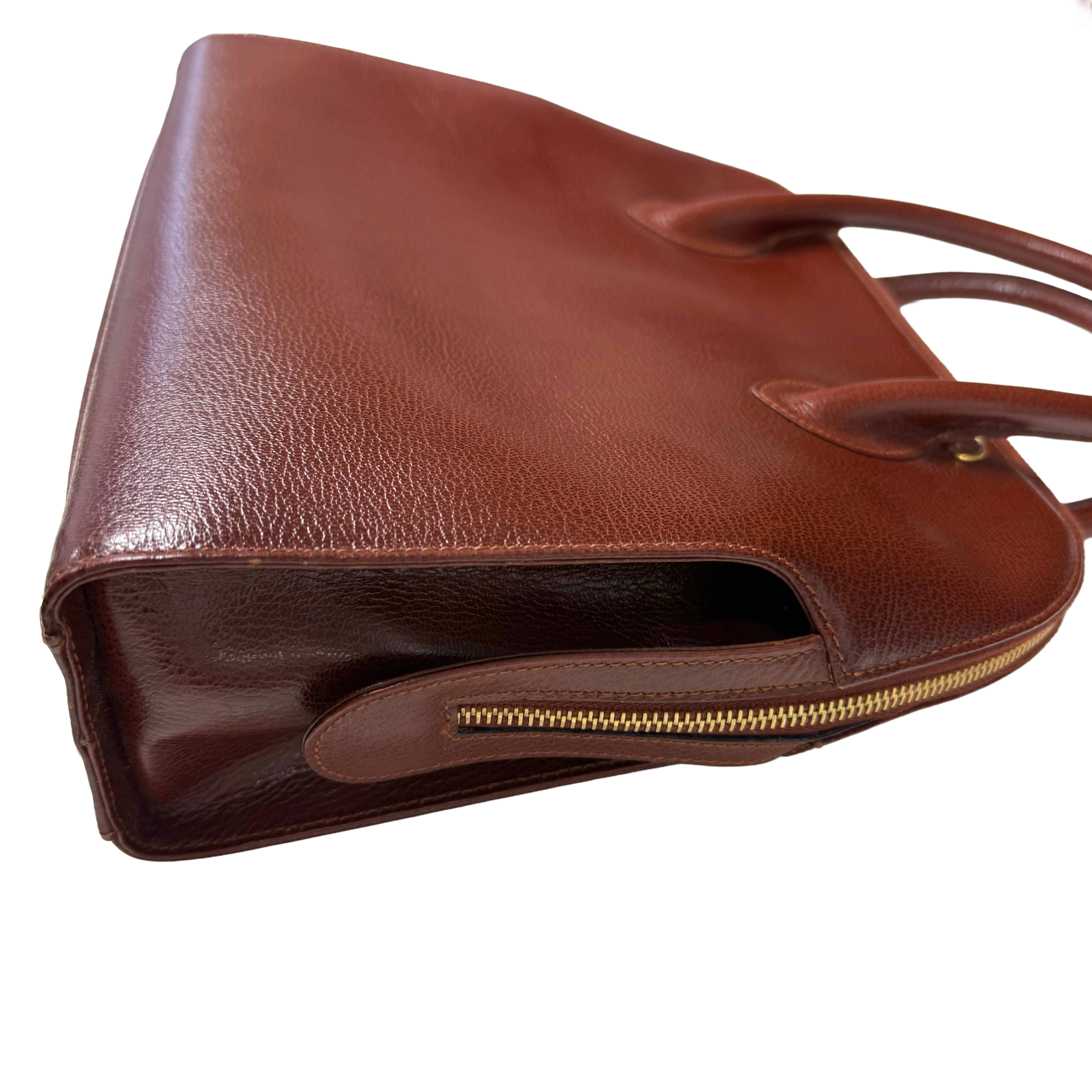 Salvatore Ferragamo | Vintage Brown Pebbled Leather Top Handle Bag (Excellent Condition)