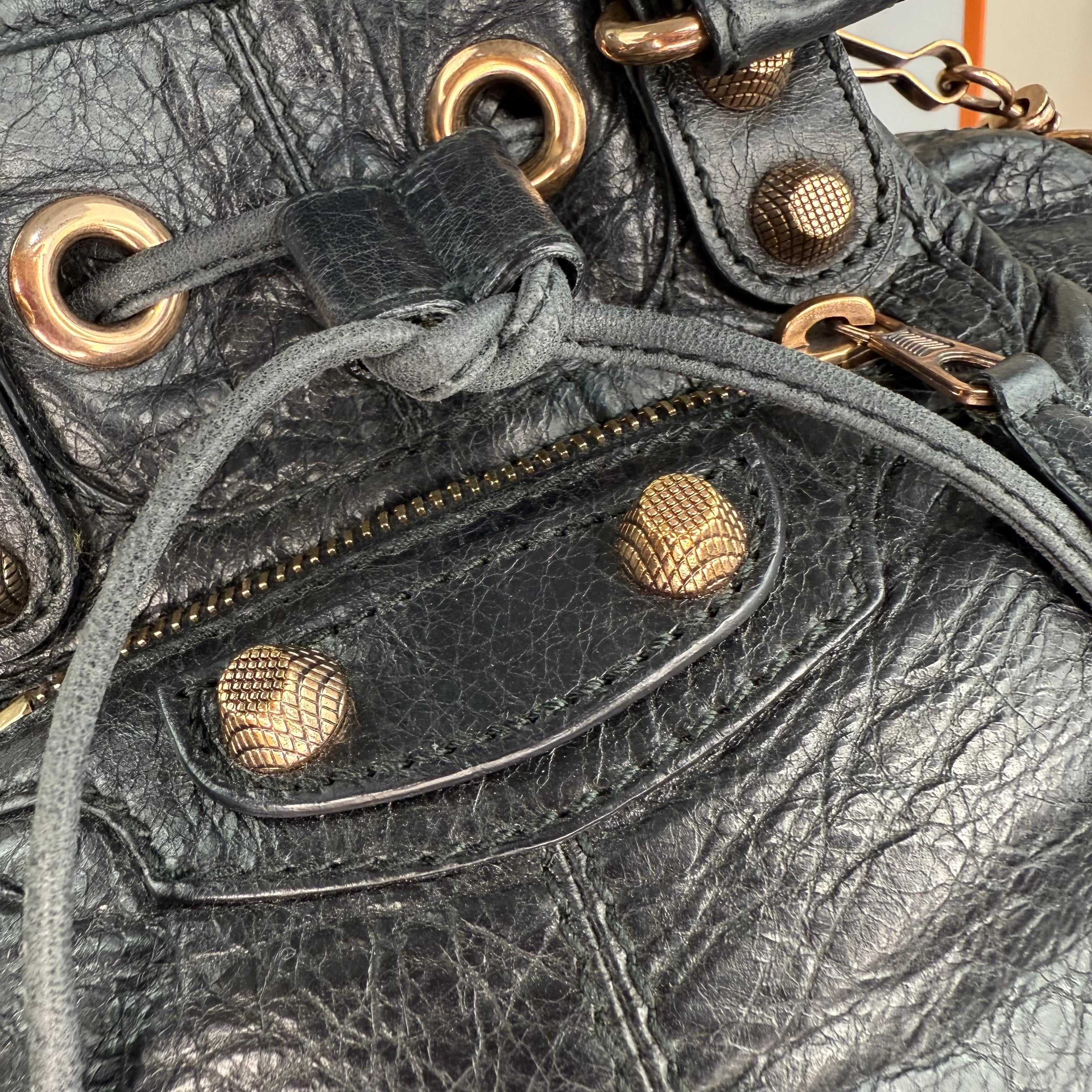 Balenciaga | Pompom in Black and Gold Hardware (Excellent Condition)