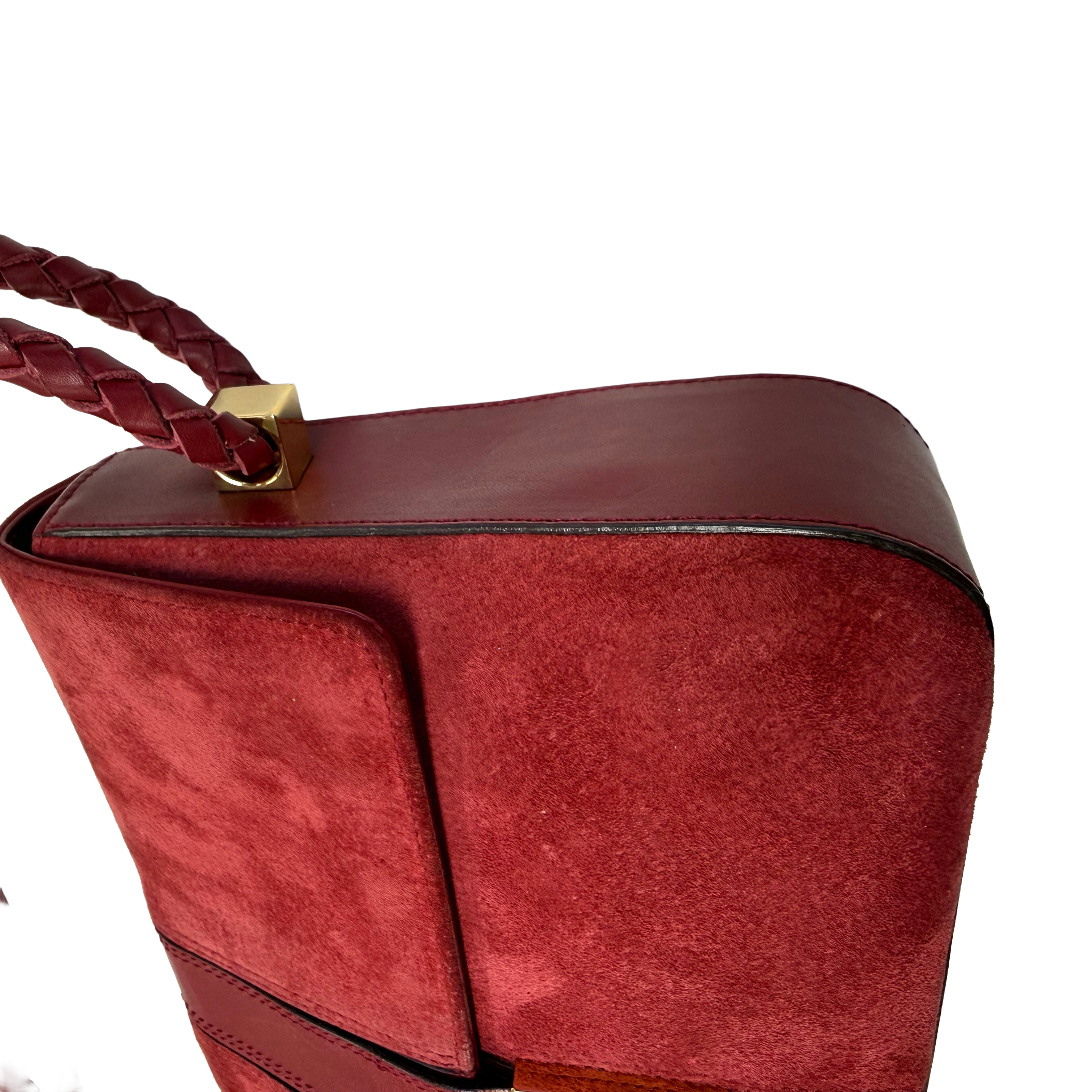 Givenchy | Red Suede and Leather Top-Handle Bag with Gold-Tone Logo Clasp (Good Condition))
