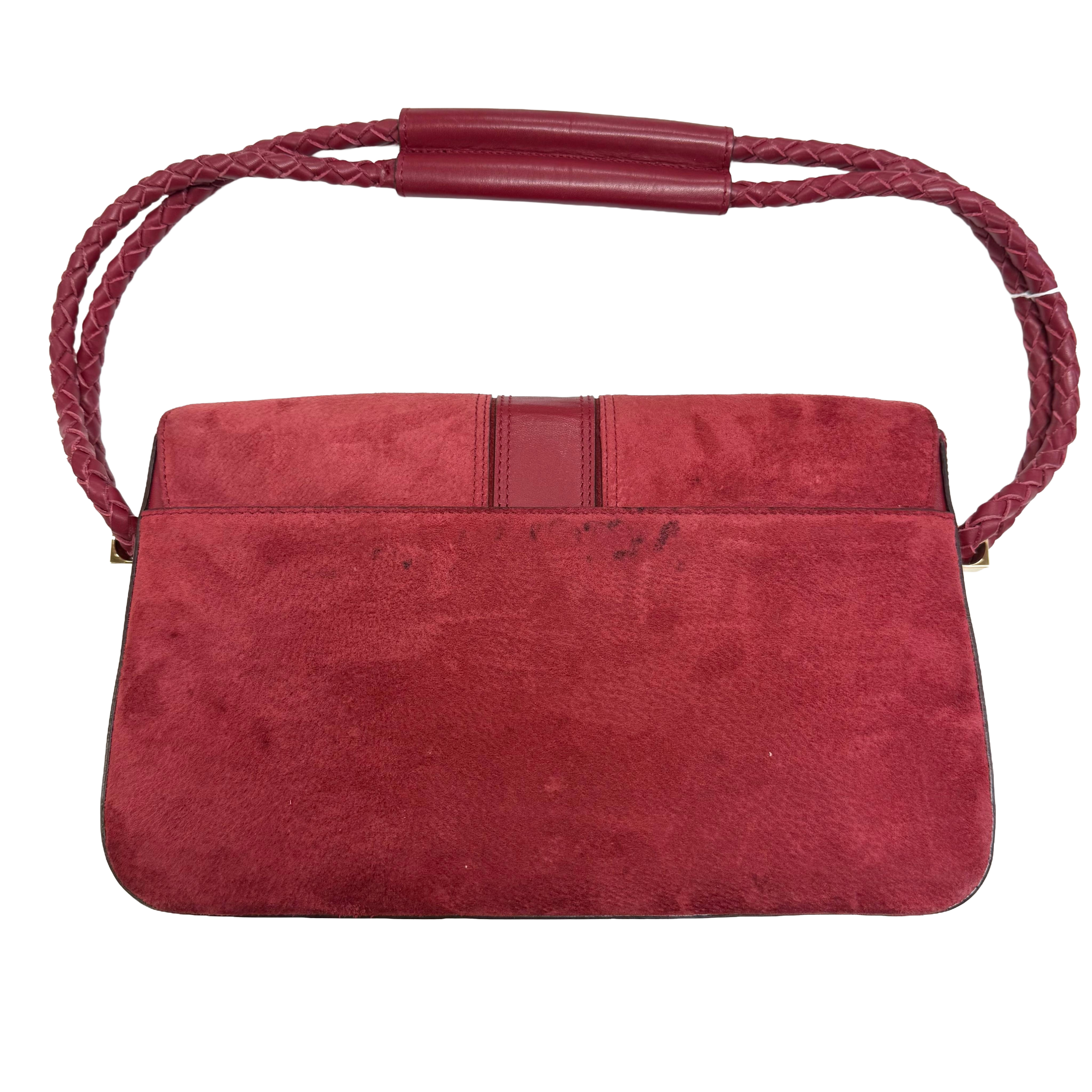 Givenchy | Red Suede and Leather Top-Handle Bag with Gold-Tone Logo Clasp (Good Condition))