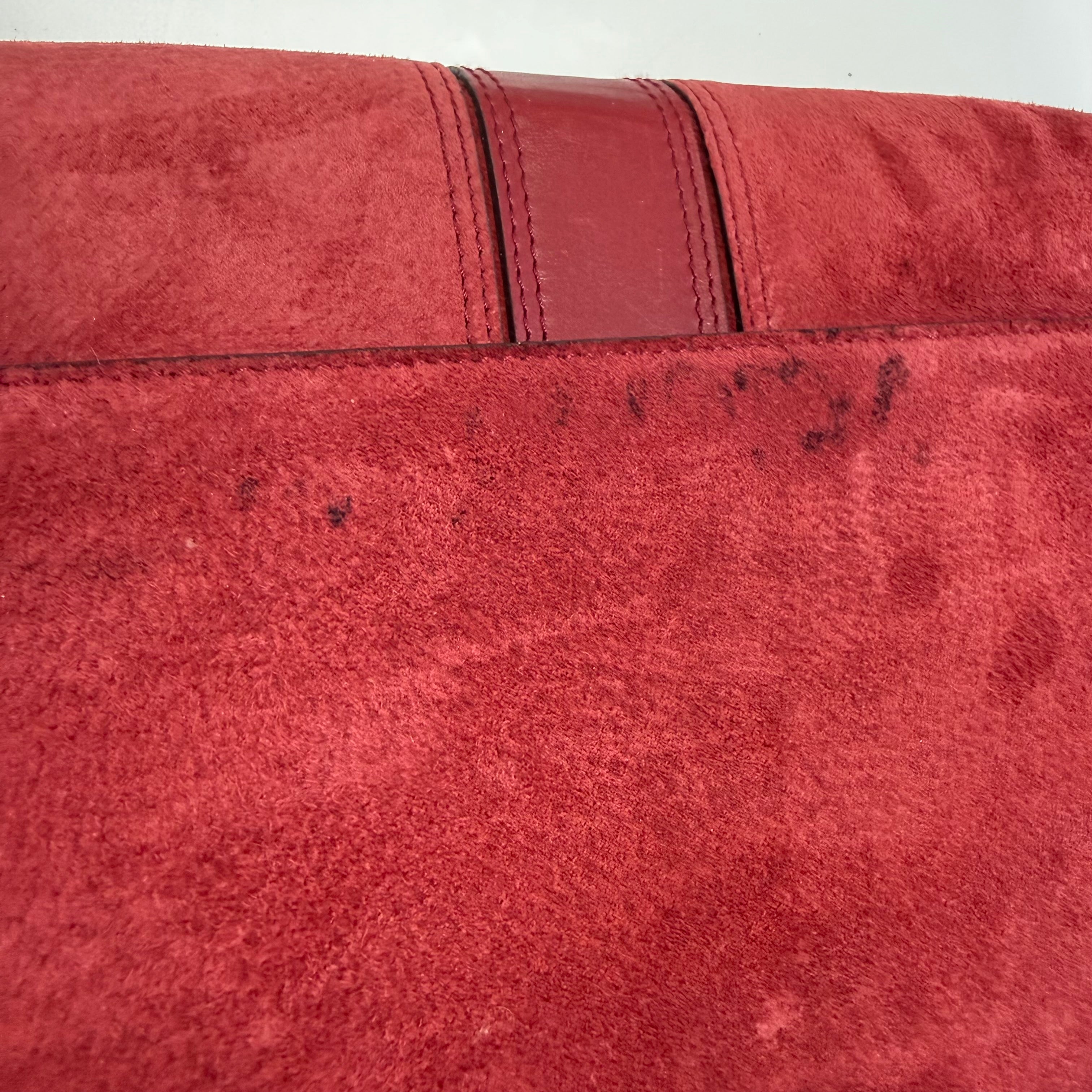 Givenchy | Red Suede and Leather Top-Handle Bag with Gold-Tone Logo Clasp (Good Condition))