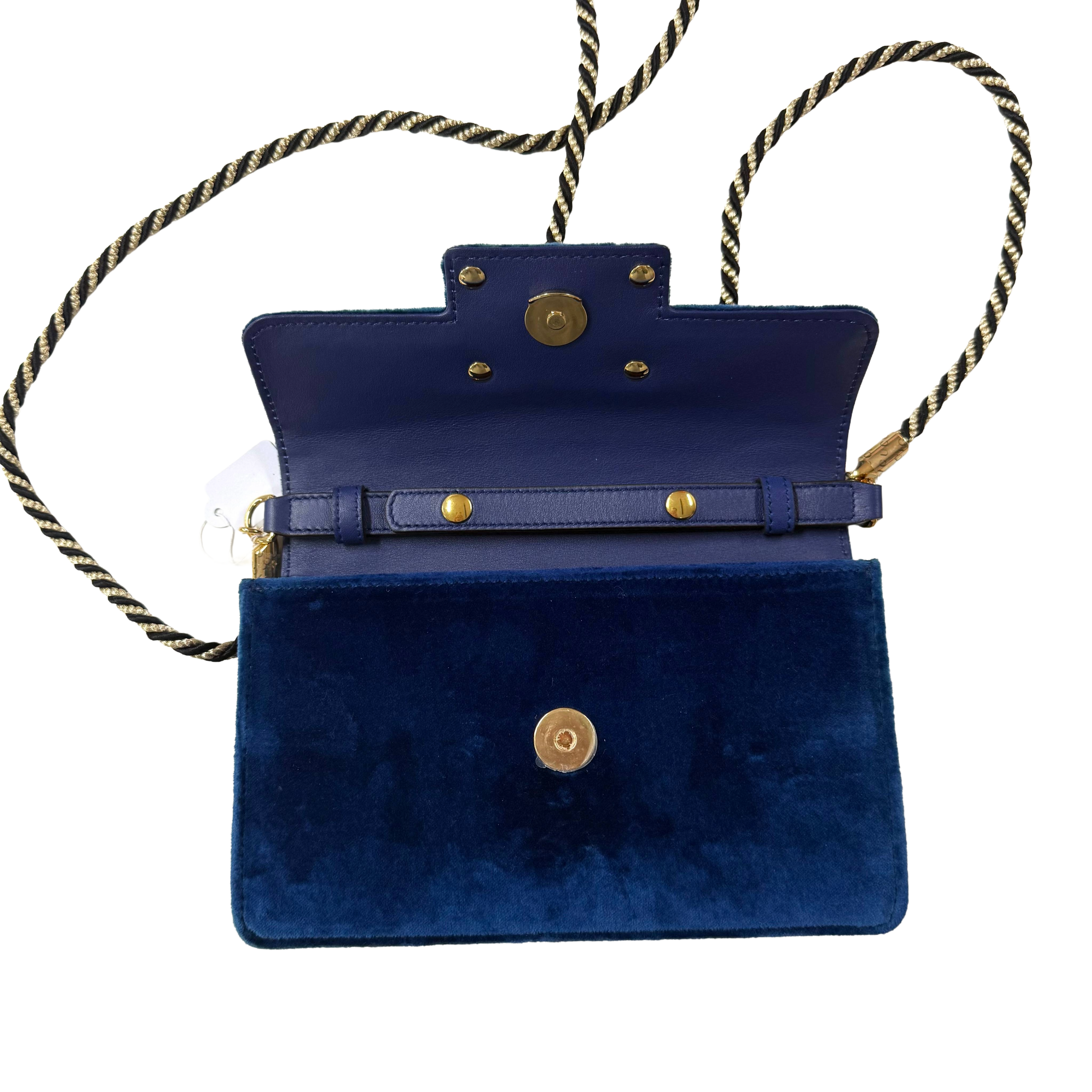 Givenchy | Blue Velvet Crystal-Embellished G Clasp Shoulder Bag (Excellent Condition)