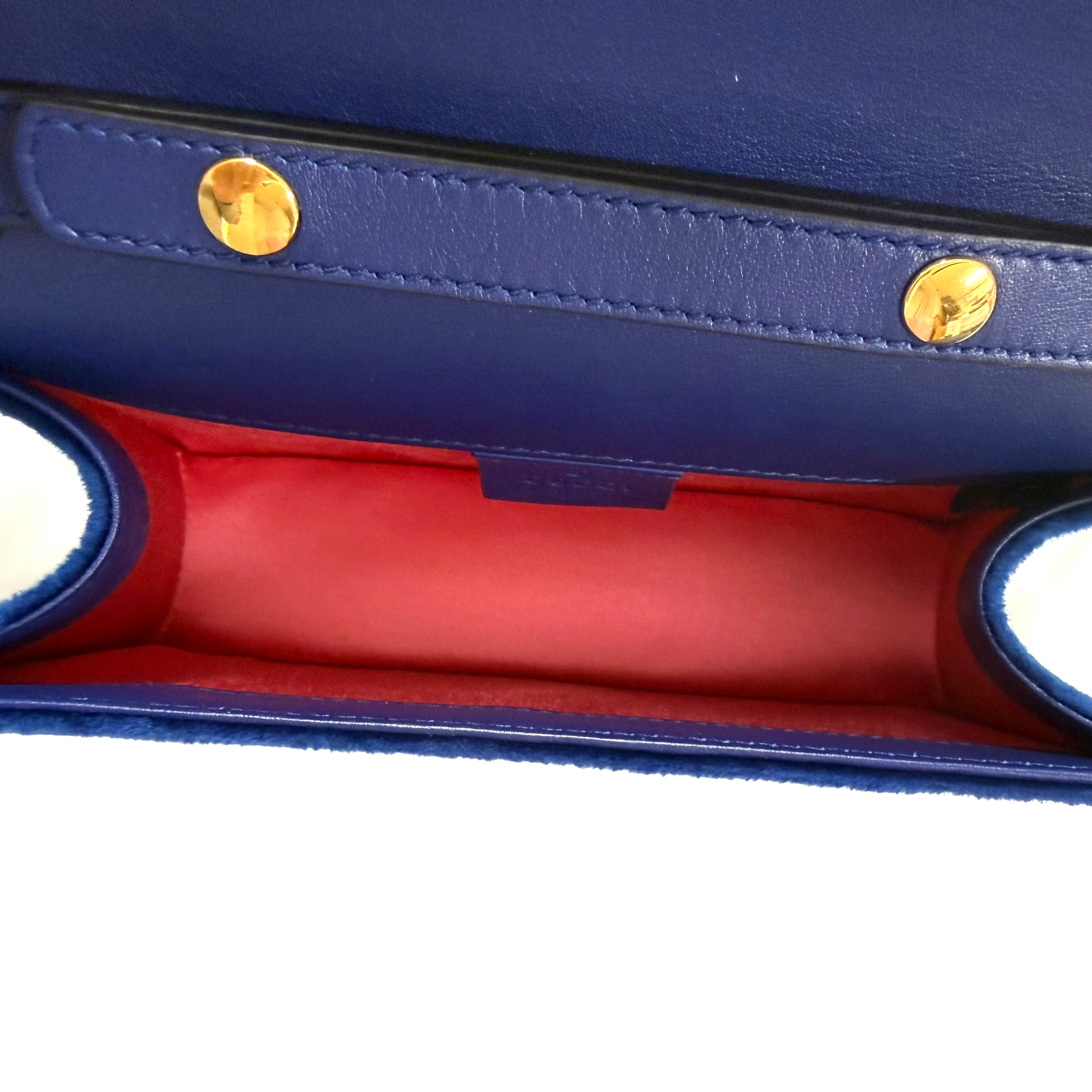 Givenchy | Blue Velvet Crystal-Embellished G Clasp Shoulder Bag (Excellent Condition)