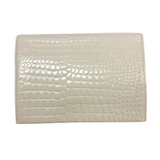 YSL | Cream Croc-Embossed Patent Leather Envelope Clutch (Excellent Condition)
