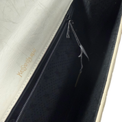 YSL | Cream Croc-Embossed Patent Leather Envelope Clutch (Excellent Condition)