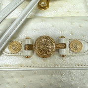 Gianni Versace | Cream Ostrich-Embossed Leather Mini Backpack (Pristine Condition)