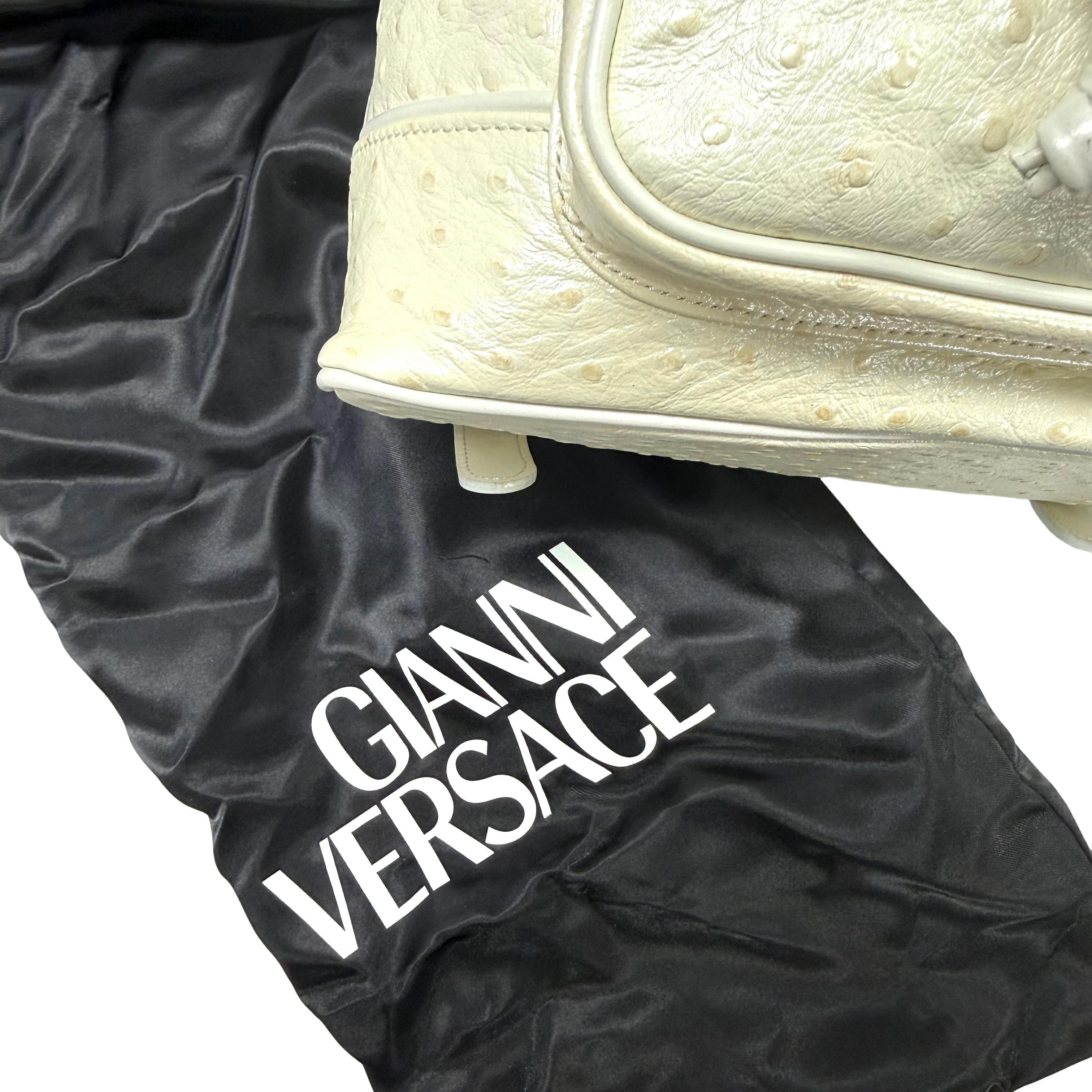Gianni Versace | Cream Ostrich-Embossed Leather Mini Backpack (Pristine Condition)